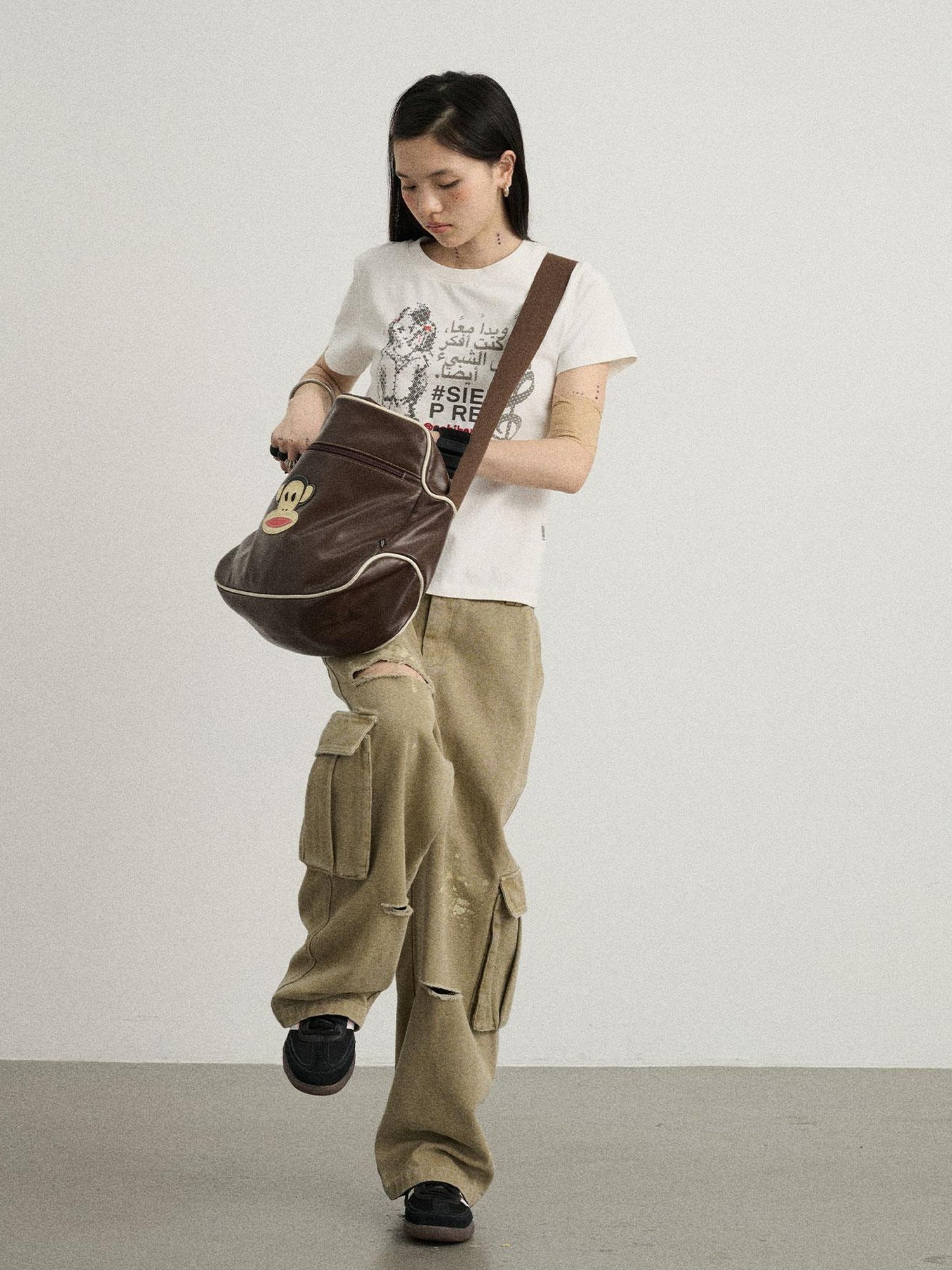 Achihara Faded Ink Canvas Cargo Pants