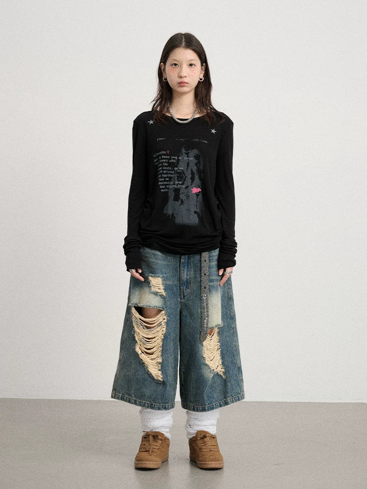 Achihara Fallen Satan Lightweight Rock Print Summer Tee-2