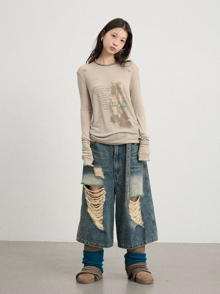 Achihara Fallen Satan Lightweight Rock Print Summer Tee-5