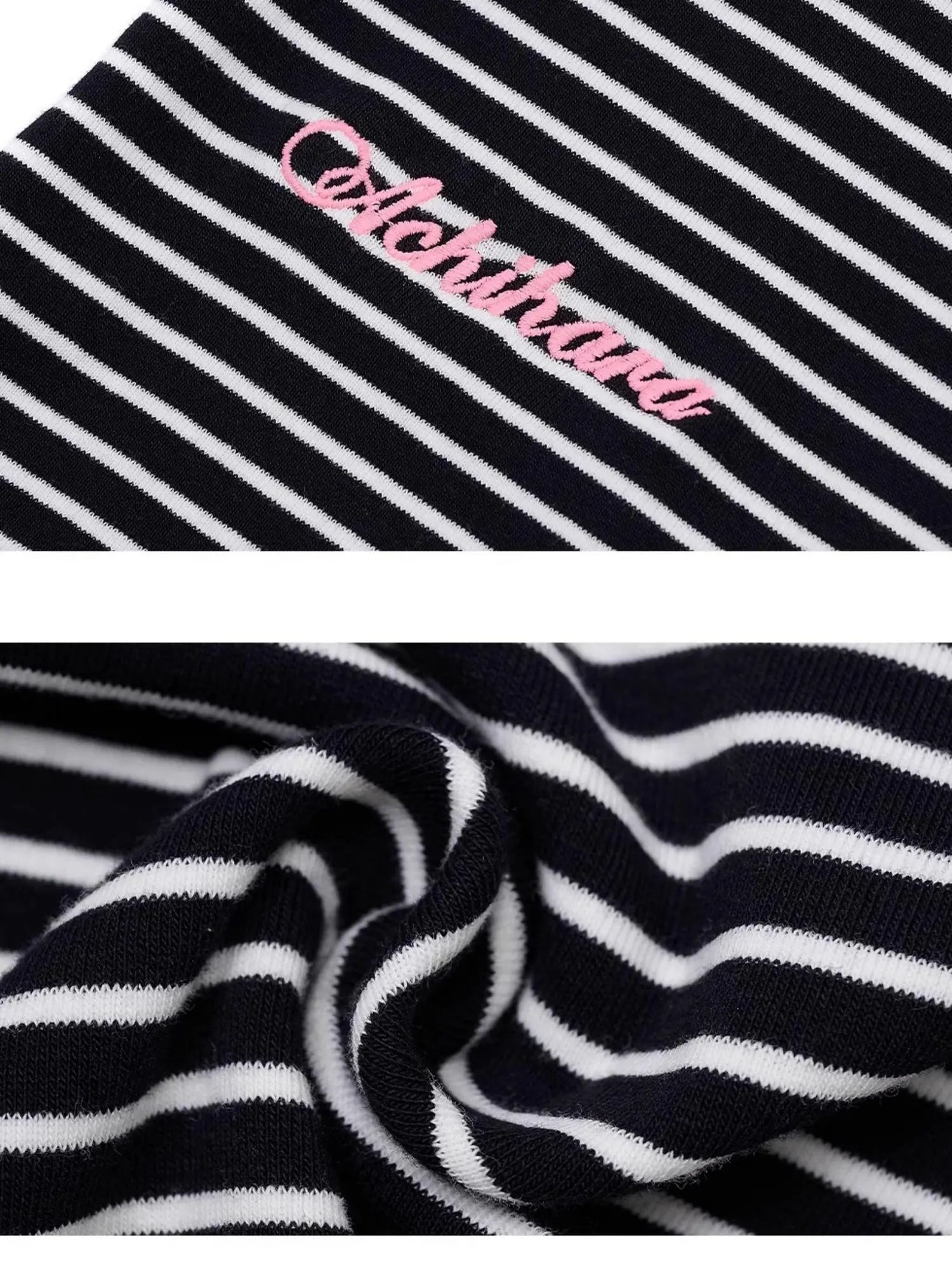Fault Stripe Dot Print Tee Retro Vintage Style Cotton Blend