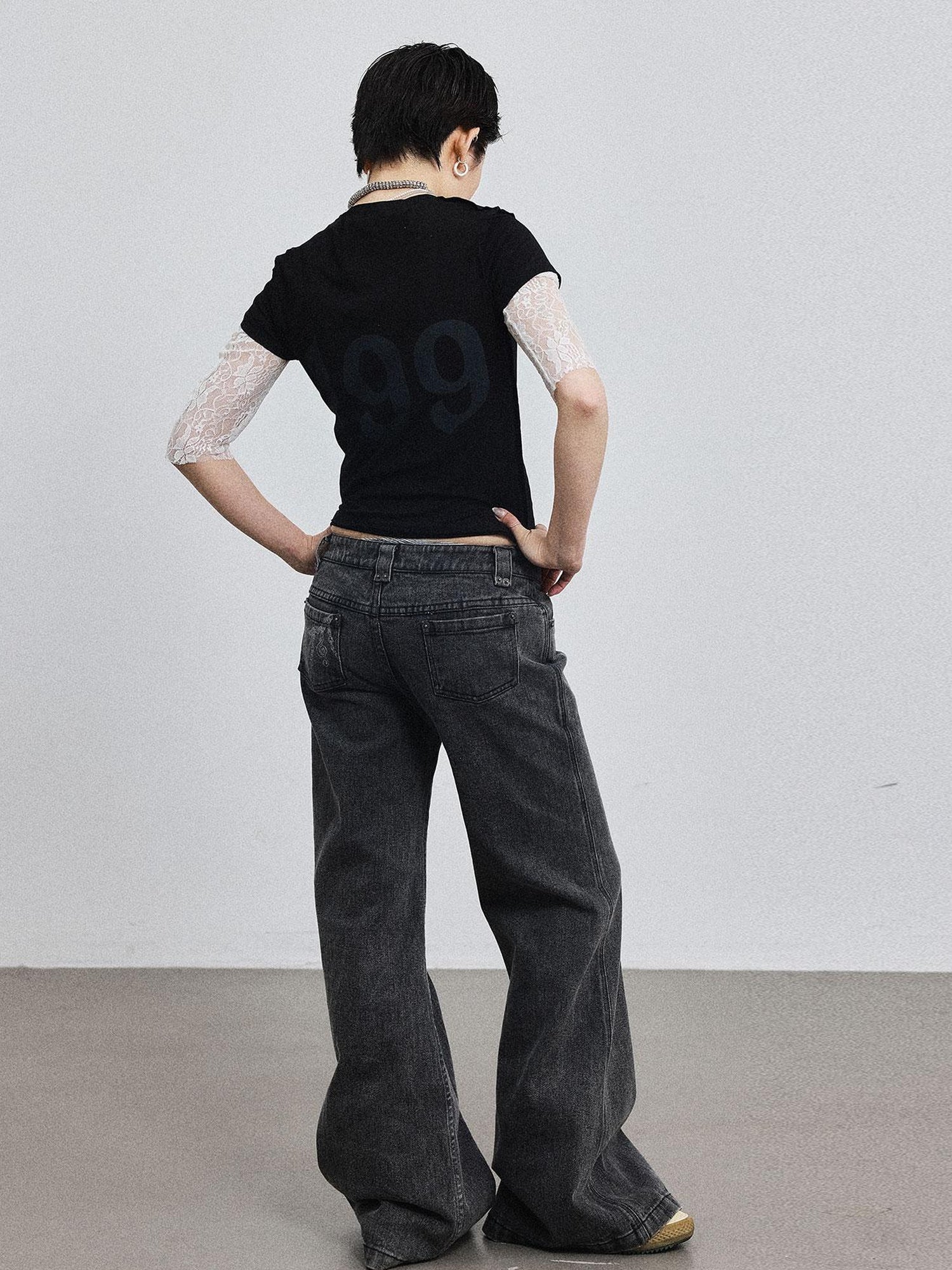 Achihara Fiona Cropped Tee Shameless Inspired Summer Top V-Neck T-Shirt Long-Sleeve