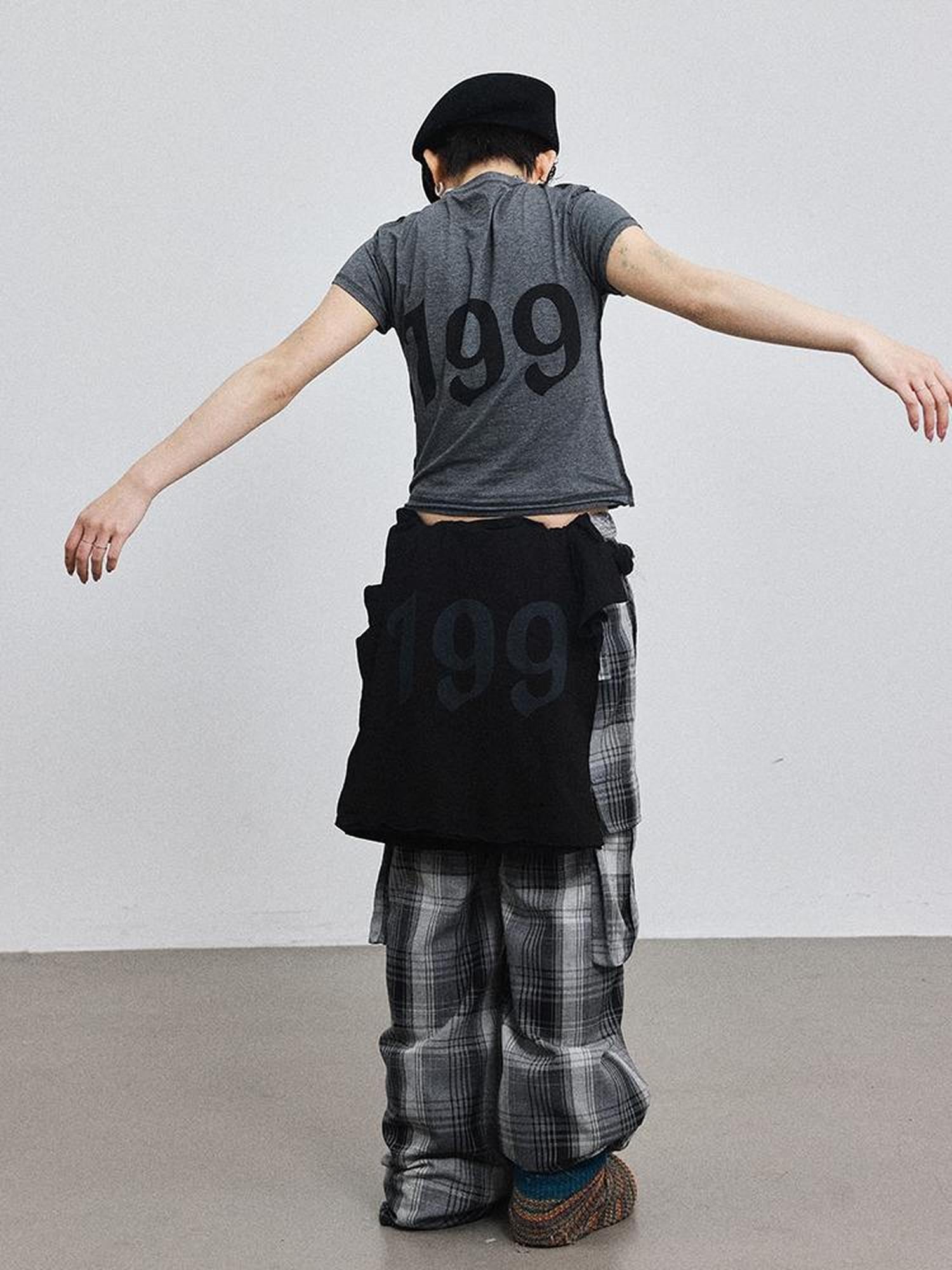 Achihara Fiona Cropped Tee Shameless Inspired Summer Top V-Neck T-Shirt Long-Sleeve