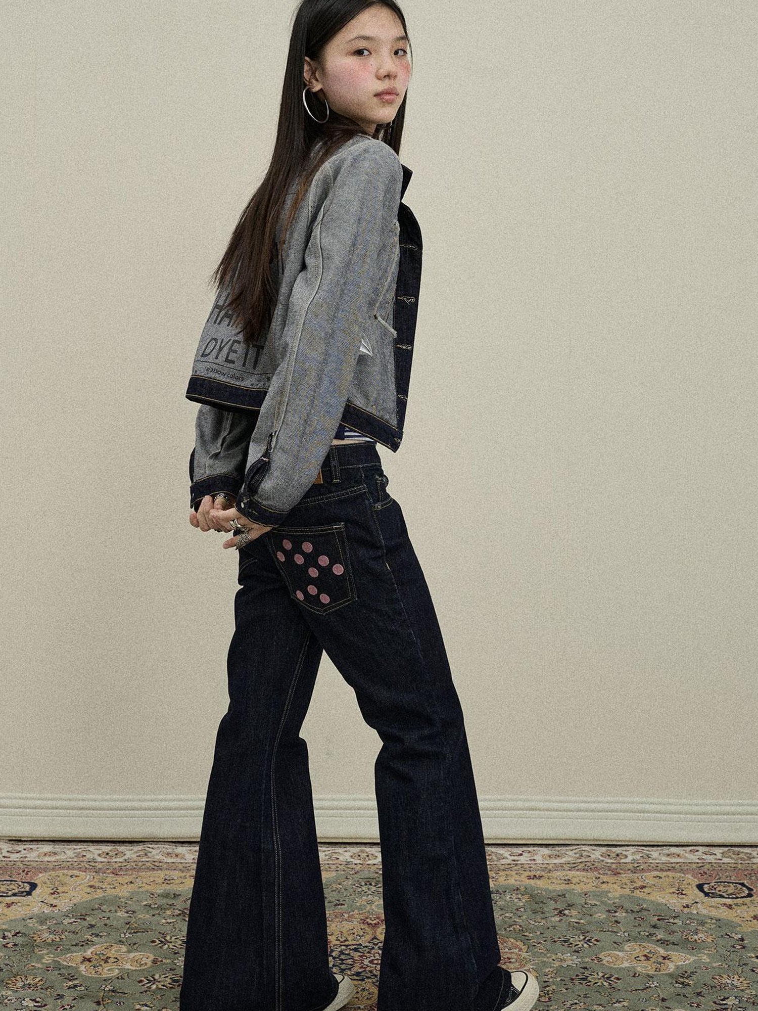 Flared Denim Trousers Autumn Casual Wide Leg Drag Pants