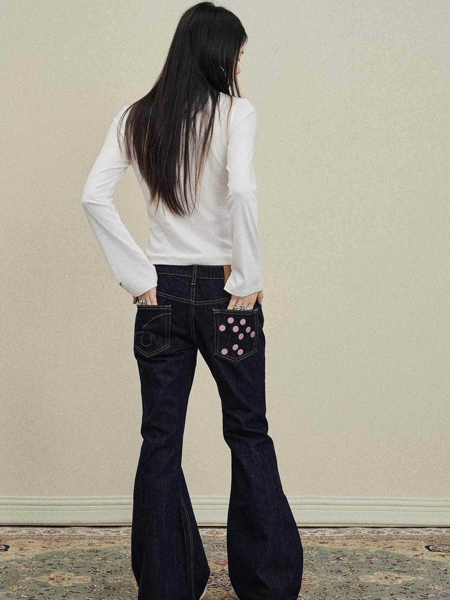 Flared Denim Trousers Autumn Casual Wide Leg Drag Pants