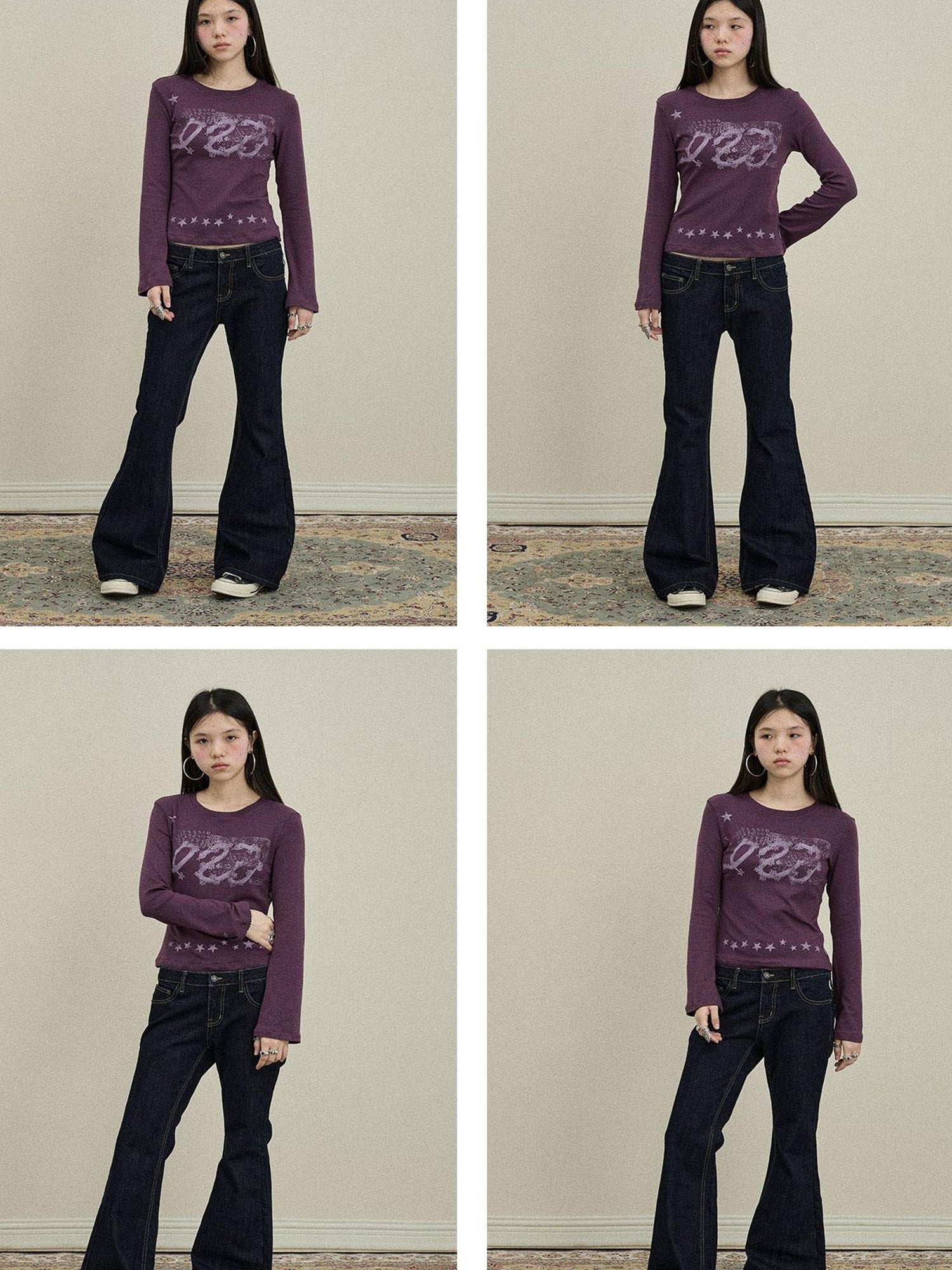 Flared Denim Trousers Autumn Casual Wide Leg Drag Pants