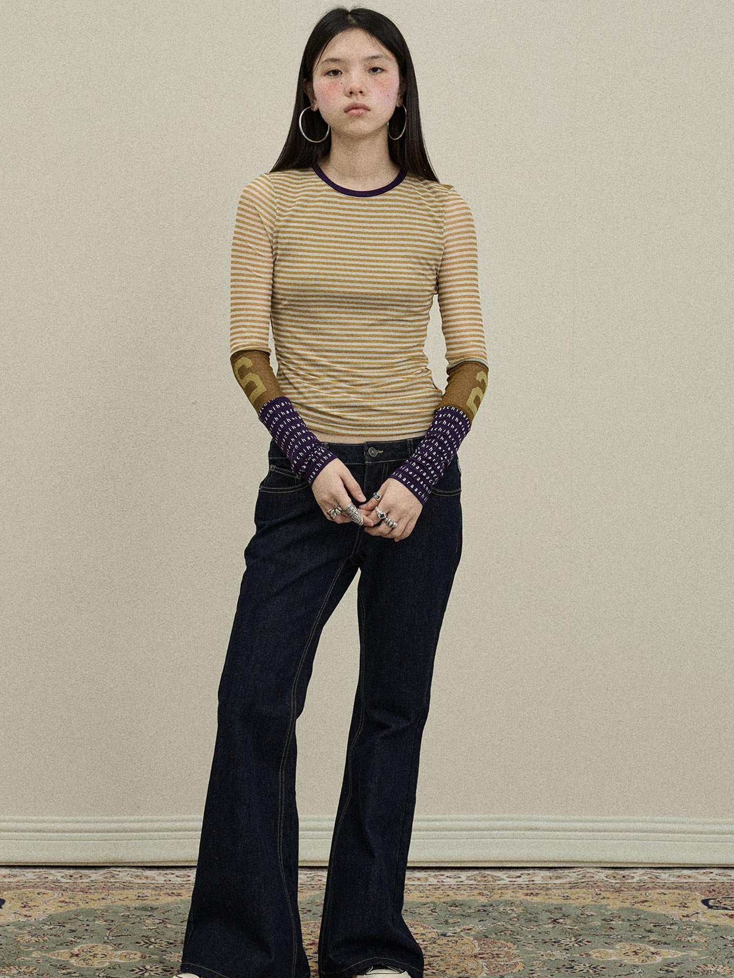 Flared Denim Trousers Autumn Casual Wide Leg Drag Pants