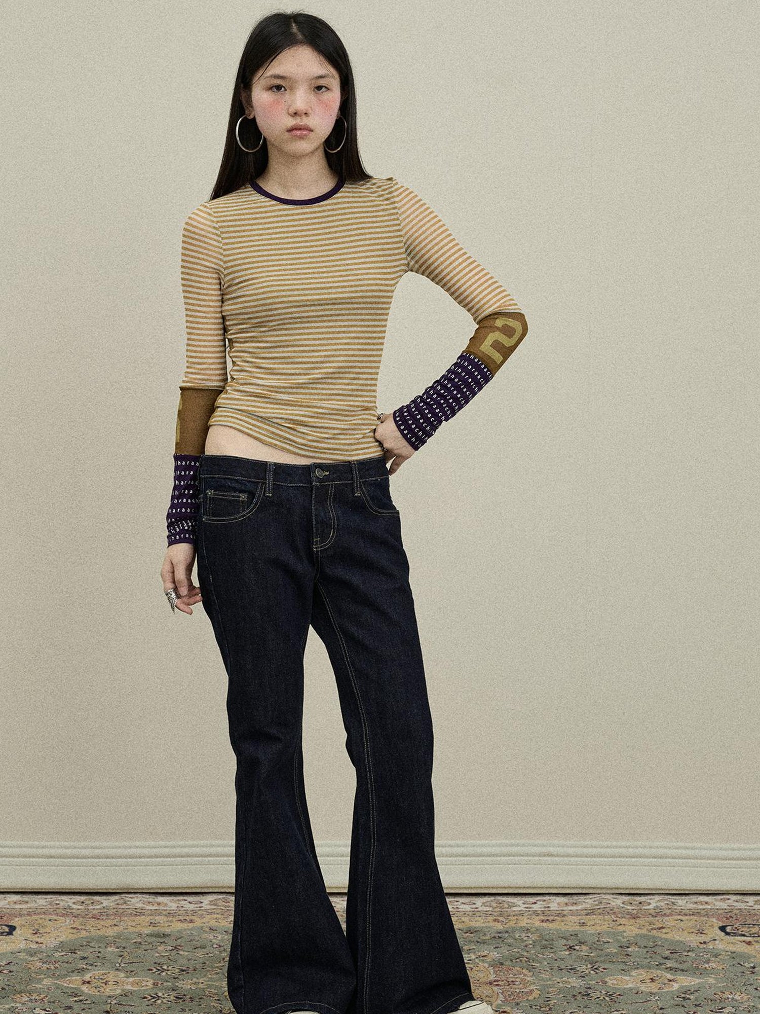 Flared Denim Trousers Autumn Casual Wide Leg Drag Pants