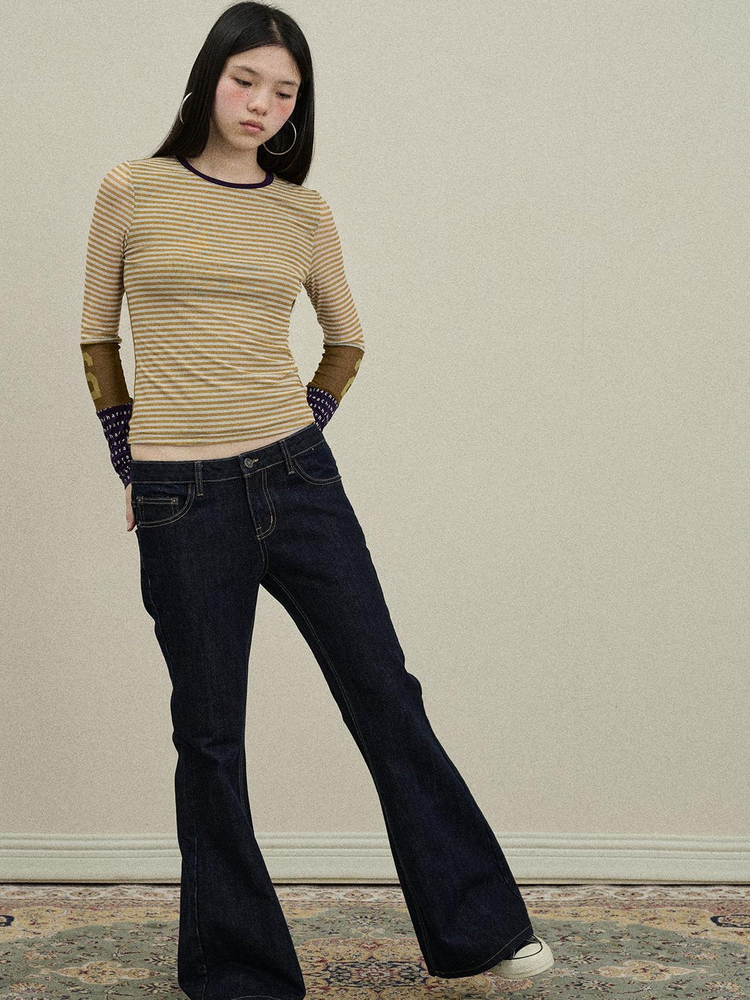 Flared Denim Trousers Autumn Casual Wide Leg Drag Pants