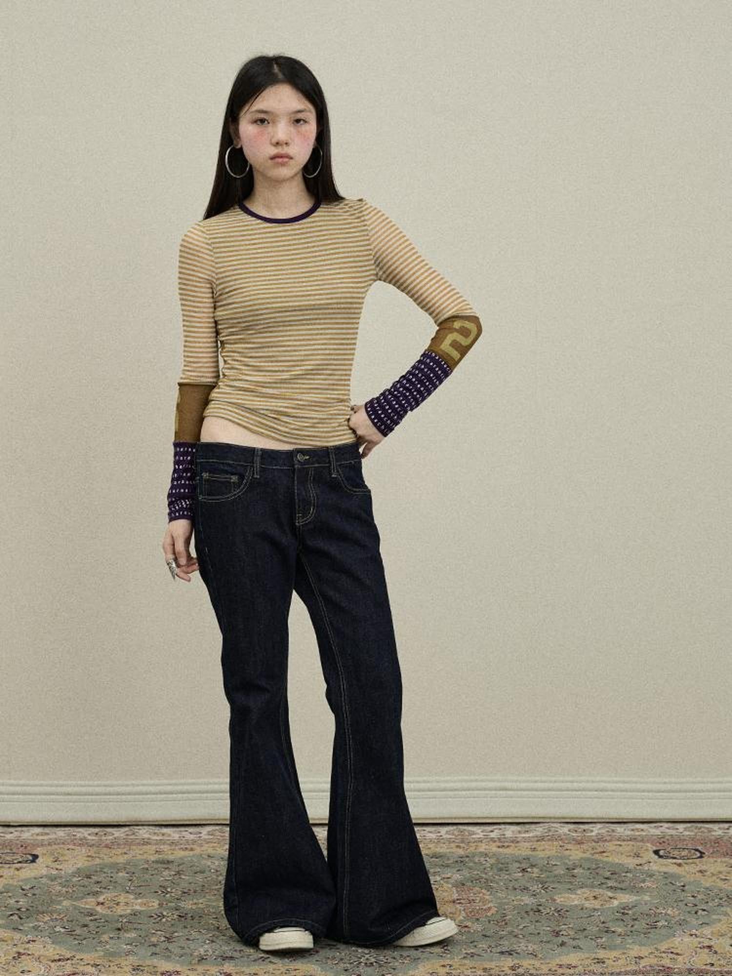 Flared Denim Trousers Autumn Casual Wide Leg Drag Pants