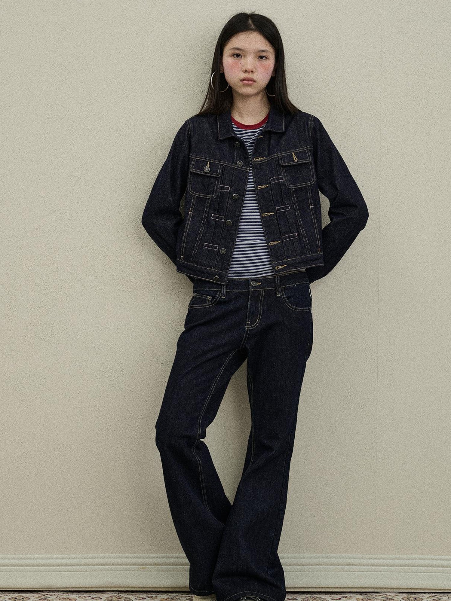 Flared Denim Trousers Autumn Casual Wide Leg Drag Pants