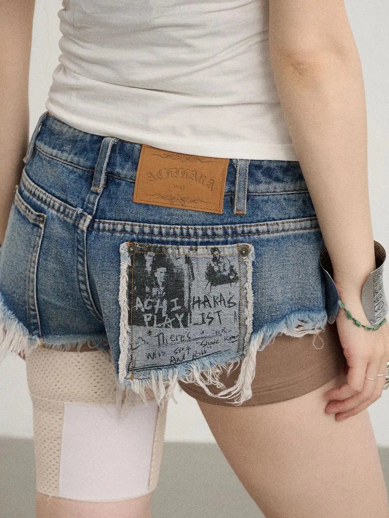 Frayed Edge Denim Shorts 2025 Summer Low Rise Triangle Casual