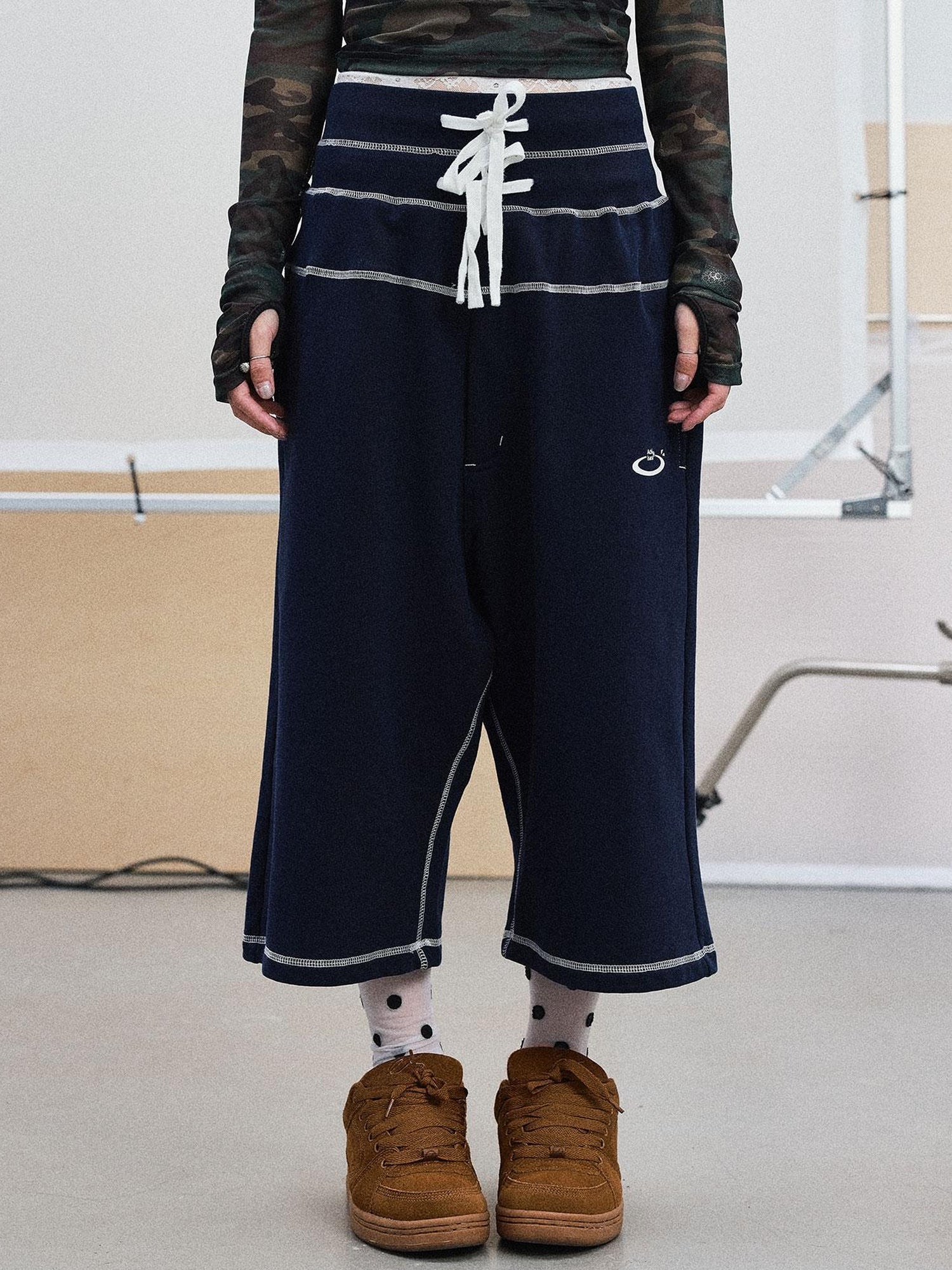 Achihara Frozen Blueberry Multi Layer Drawstring Joggers
