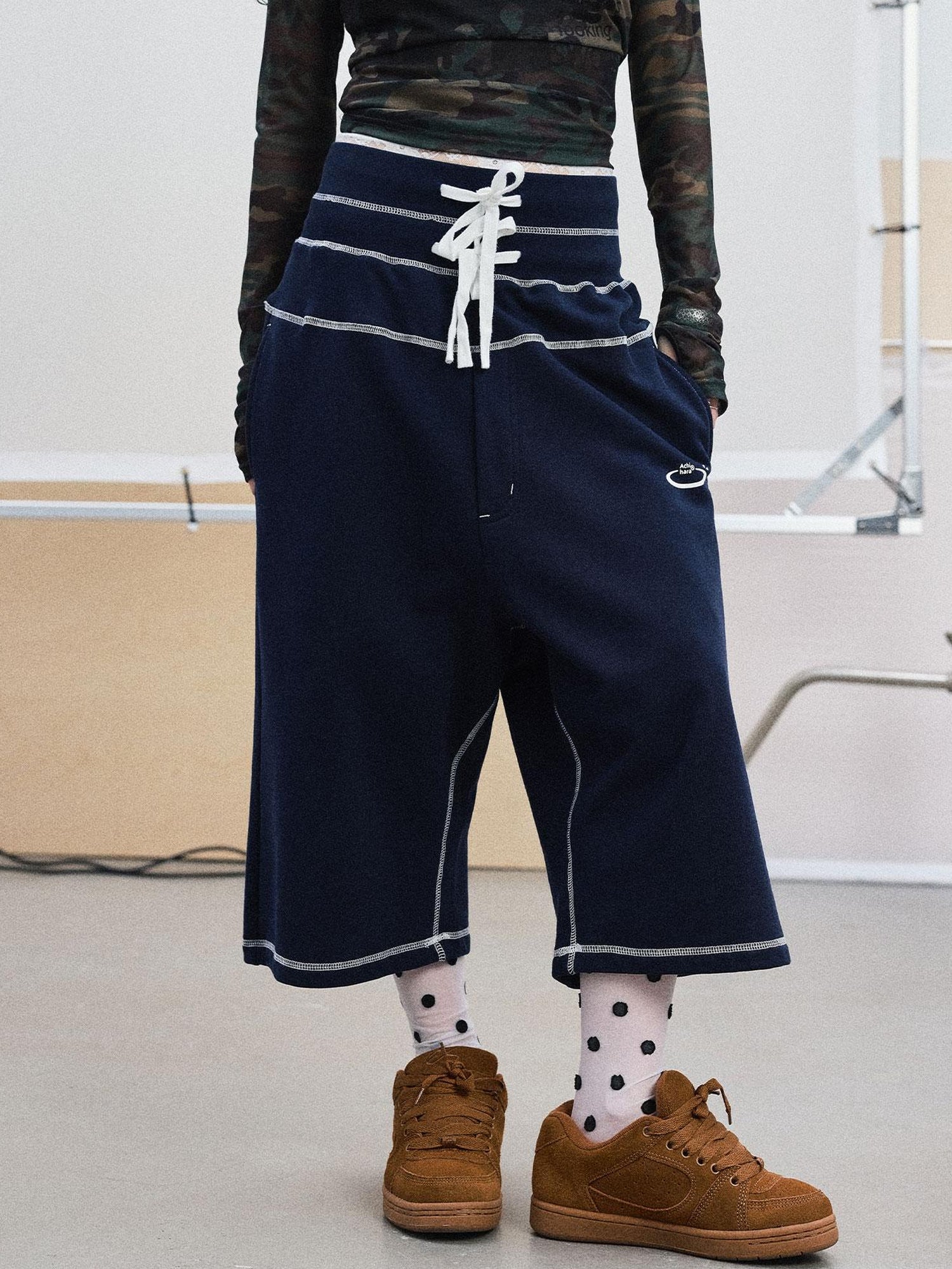 Achihara Frozen Blueberry Multi Layer Drawstring Joggers