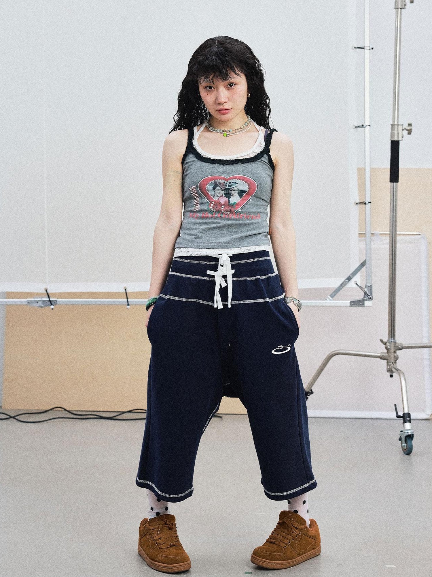 Achihara Frozen Blueberry Multi Layer Drawstring Joggers