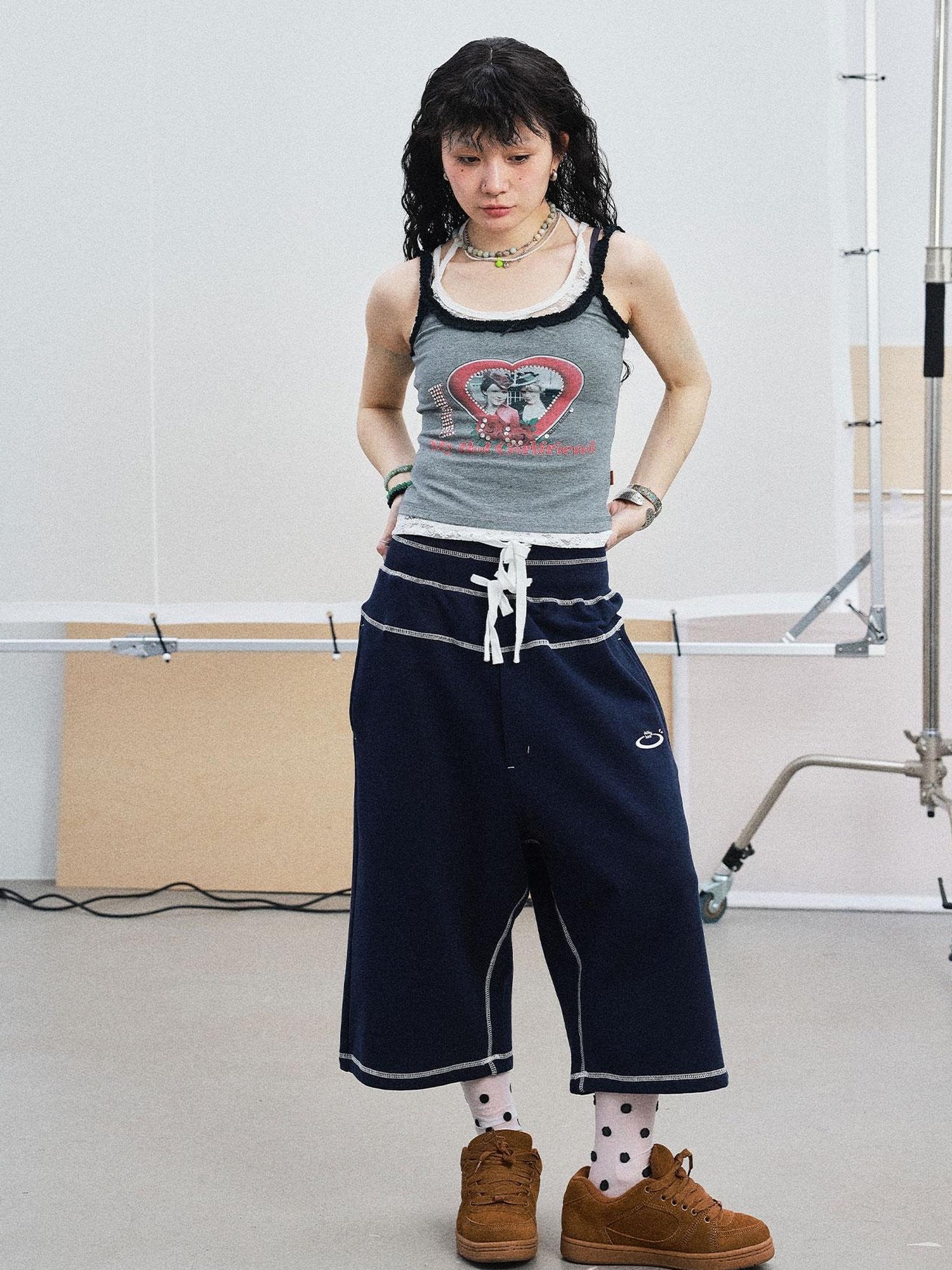 Achihara Frozen Blueberry Multi Layer Drawstring Joggers