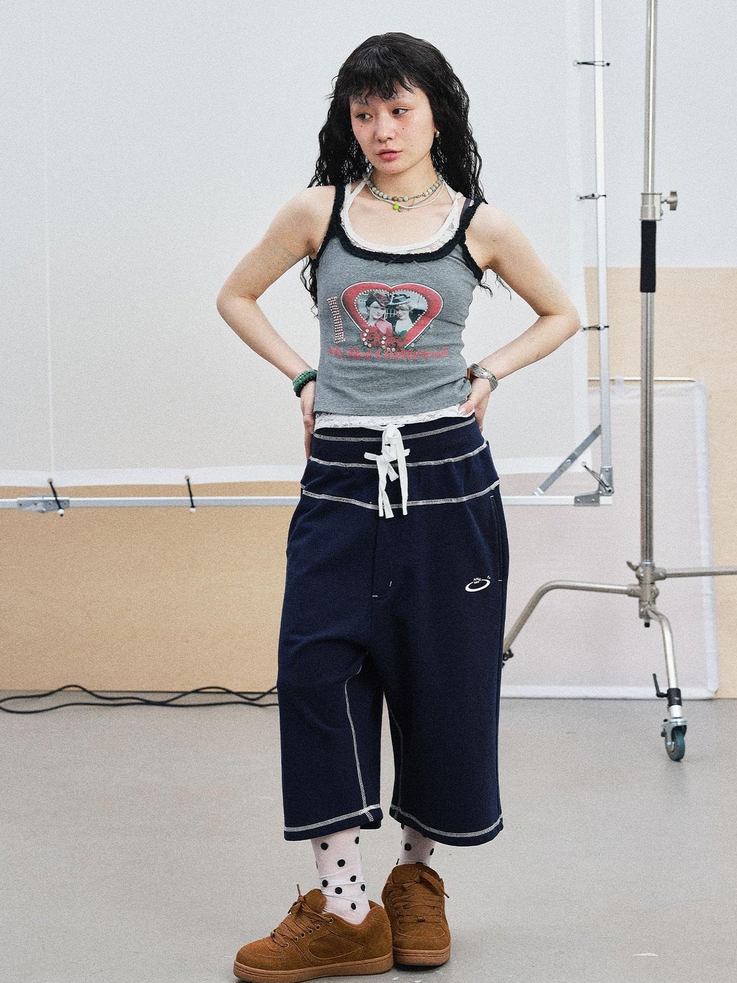 Achihara Frozen Blueberry Multi Layer Drawstring Joggers