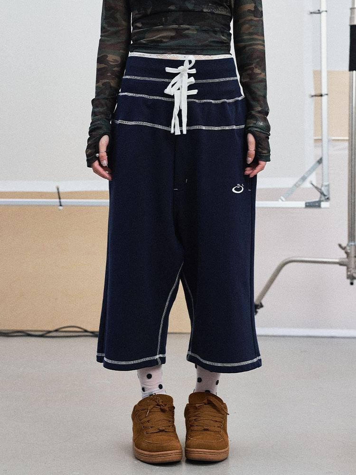 Achihara Frozen Blueberry Multi Layer Drawstring Joggers