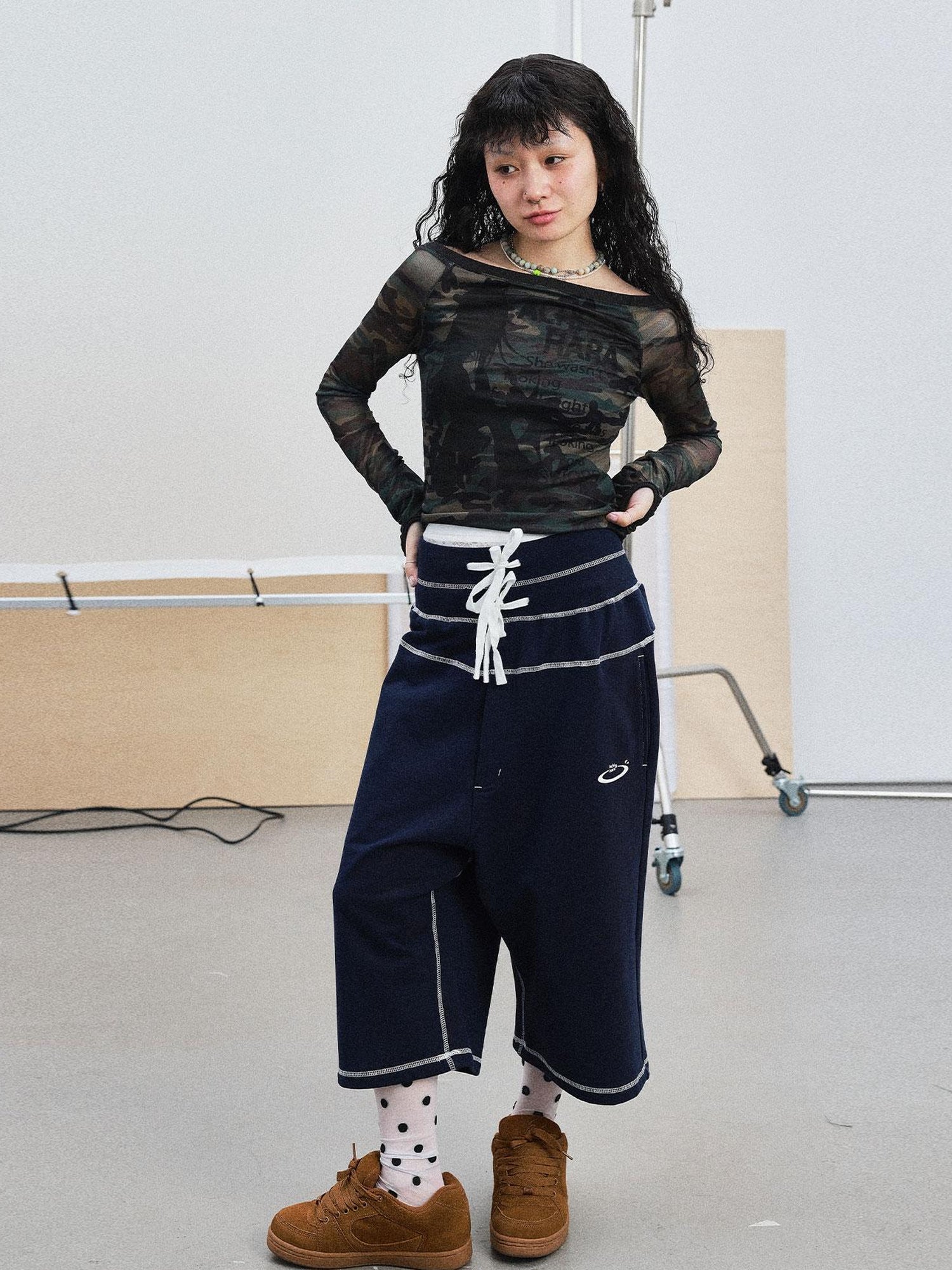 Achihara Frozen Blueberry Multi Layer Drawstring Joggers