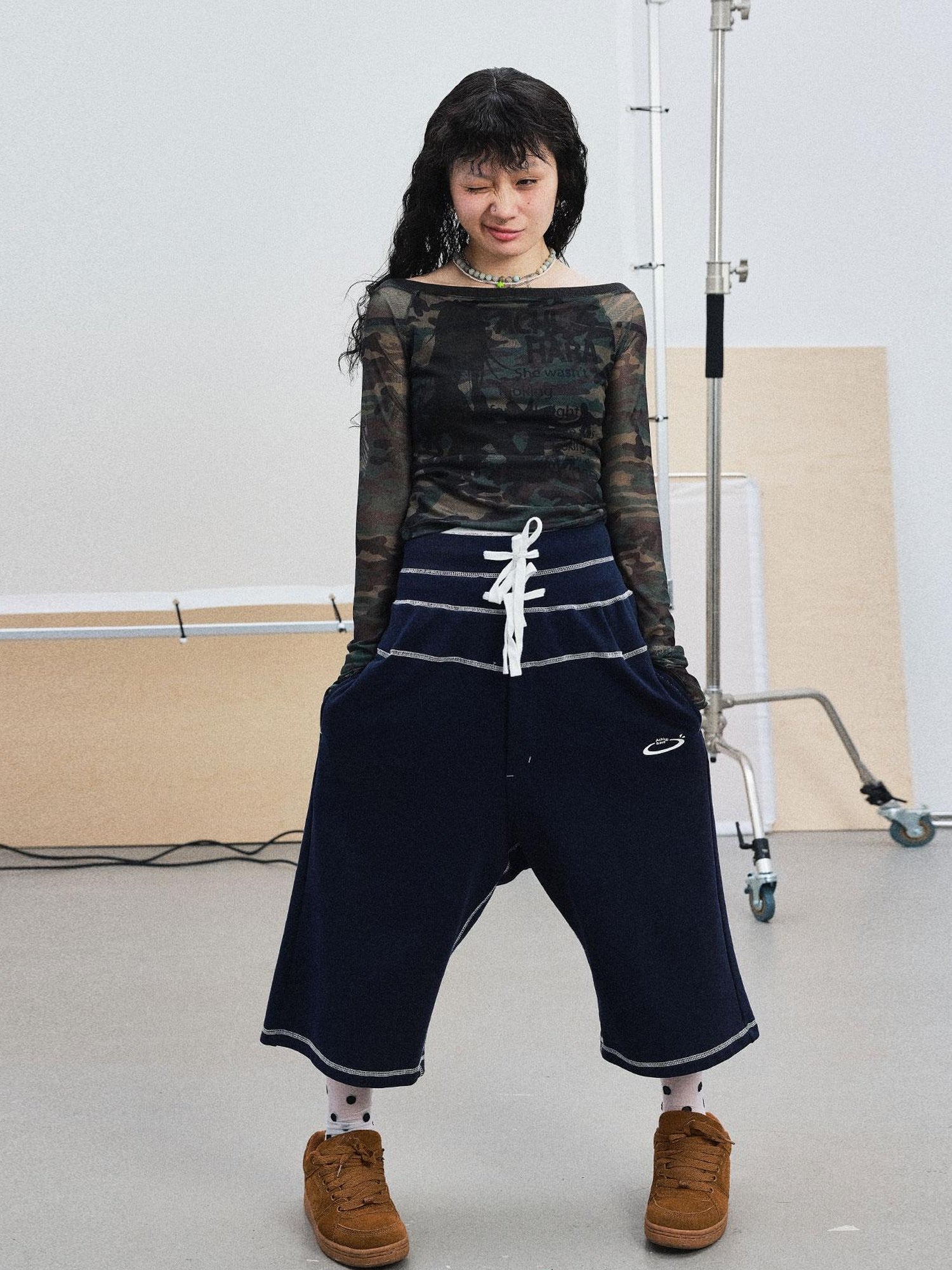 Achihara Frozen Blueberry Multi Layer Drawstring Joggers