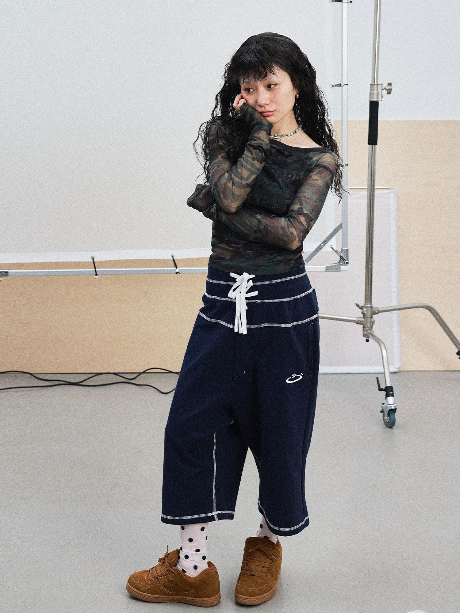 Achihara Frozen Blueberry Multi Layer Drawstring Joggers