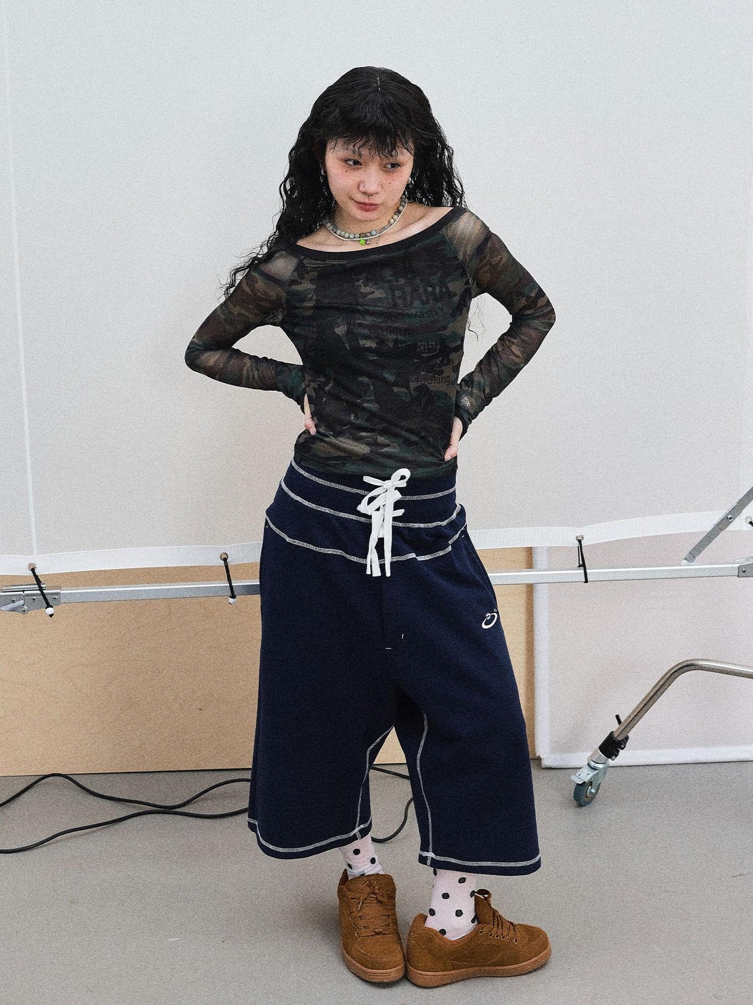 Achihara Frozen Blueberry Multi Layer Drawstring Joggers
