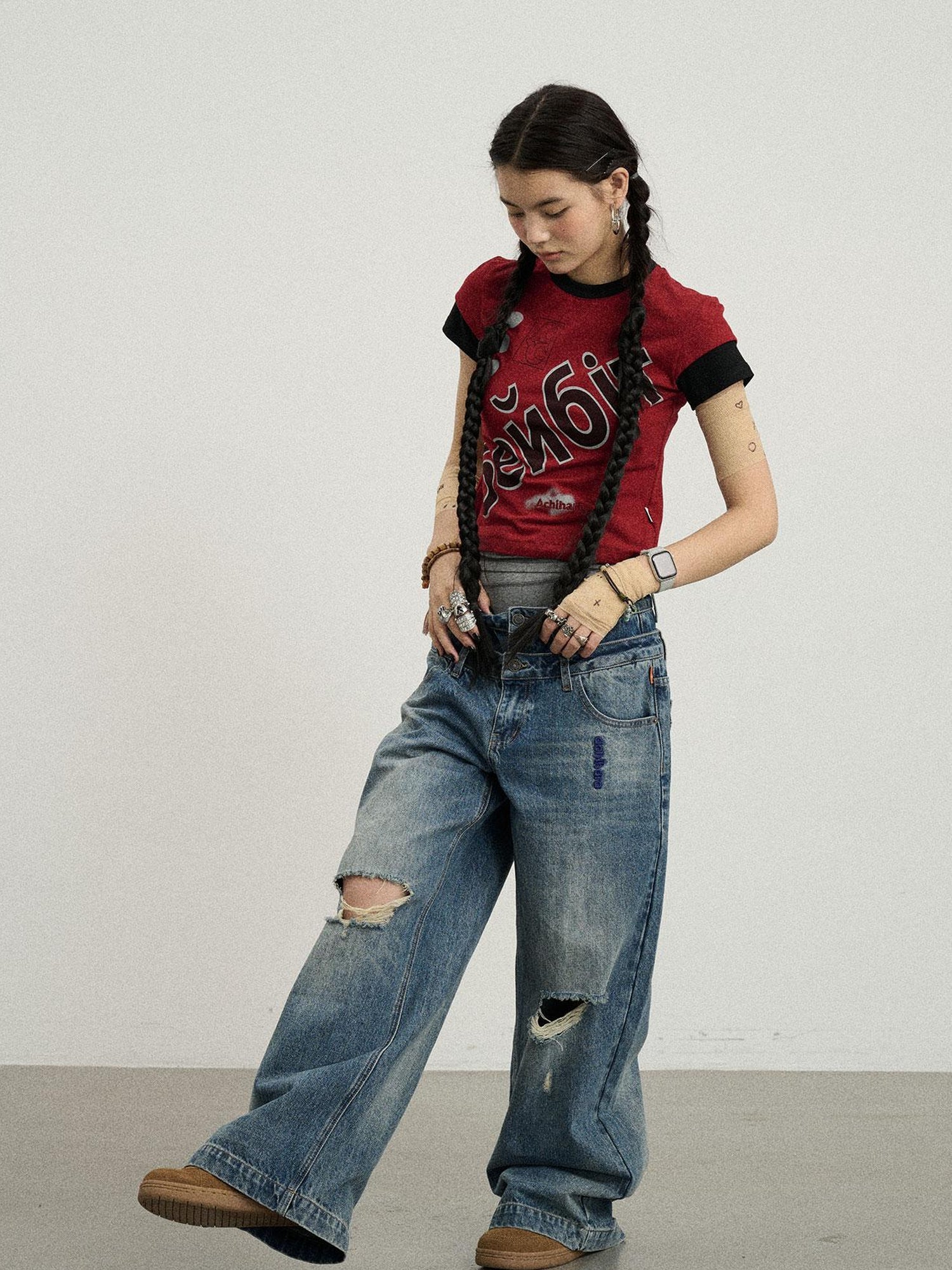 Achihara Gemini Cotton Tee With Kazakh Print