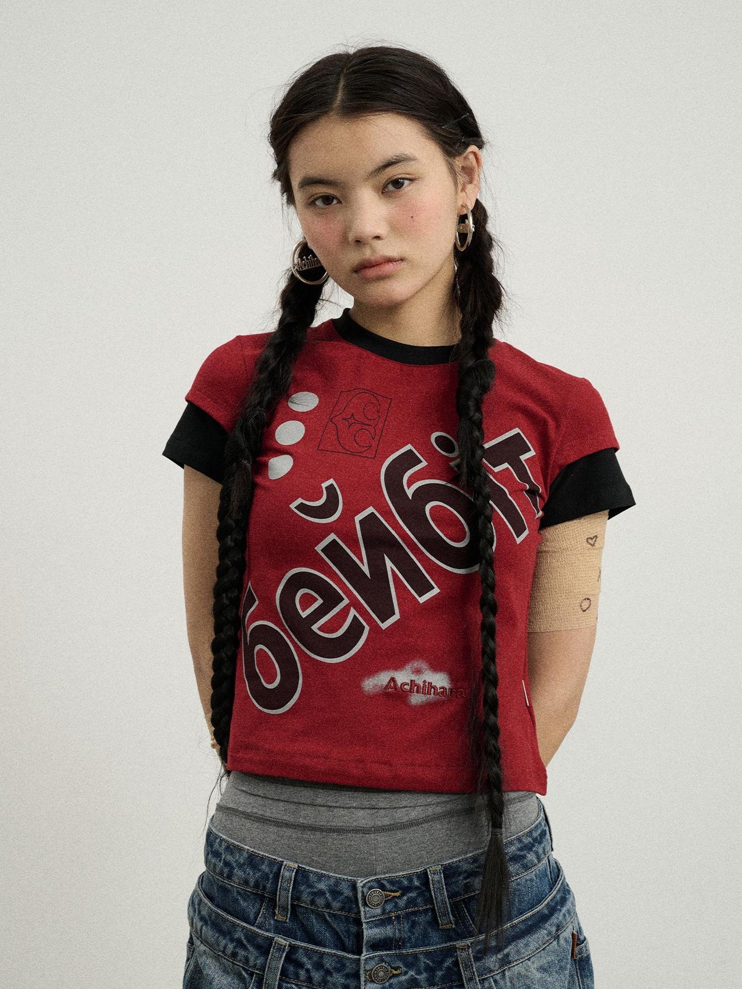 Achihara Gemini Cotton Tee With Kazakh Print