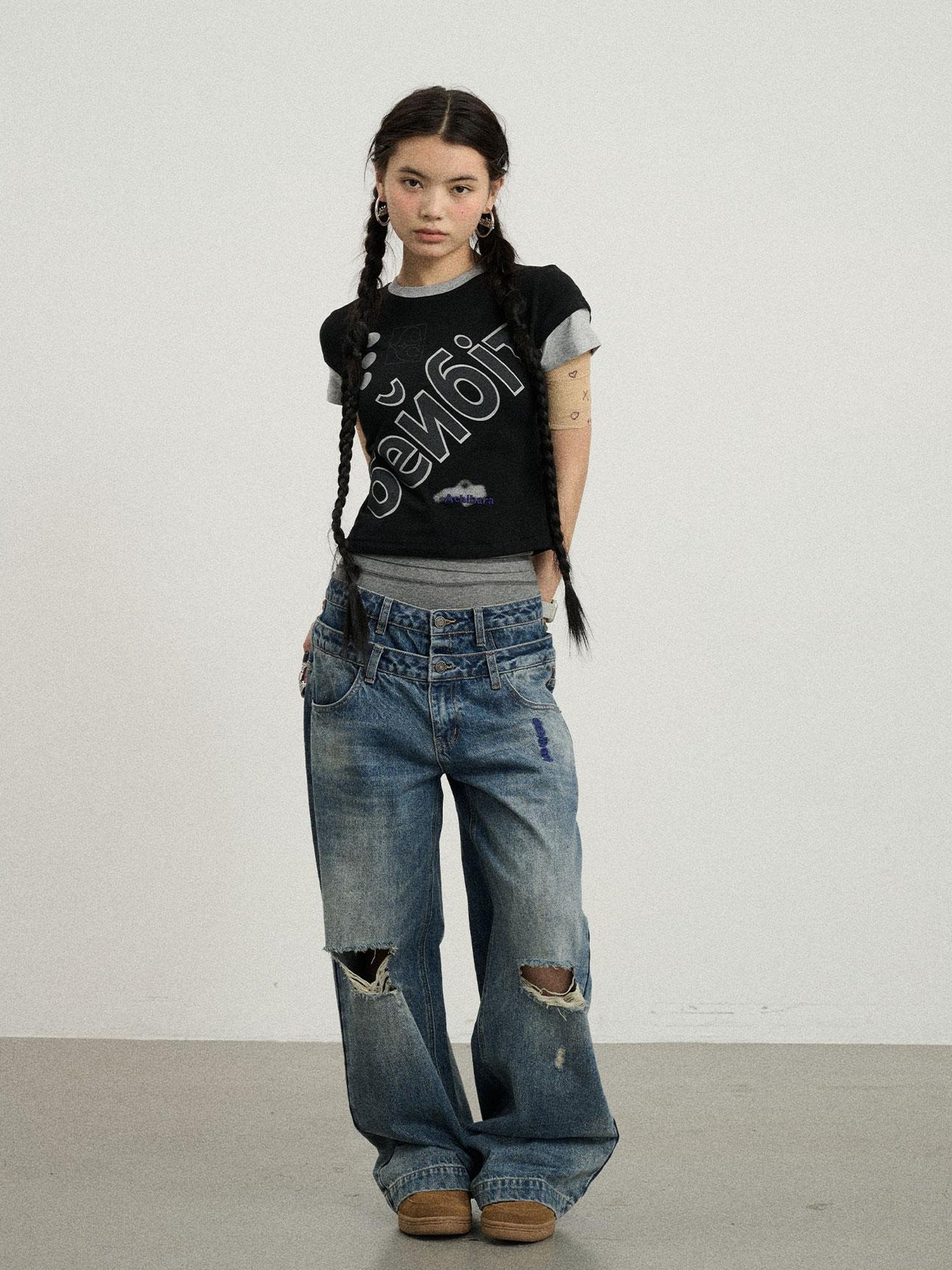 Achihara Gemini Cotton Tee With Kazakh Print