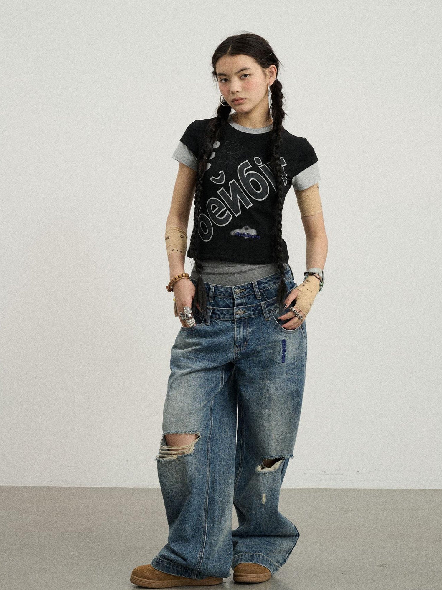 Achihara Gemini Cotton Tee With Kazakh Print