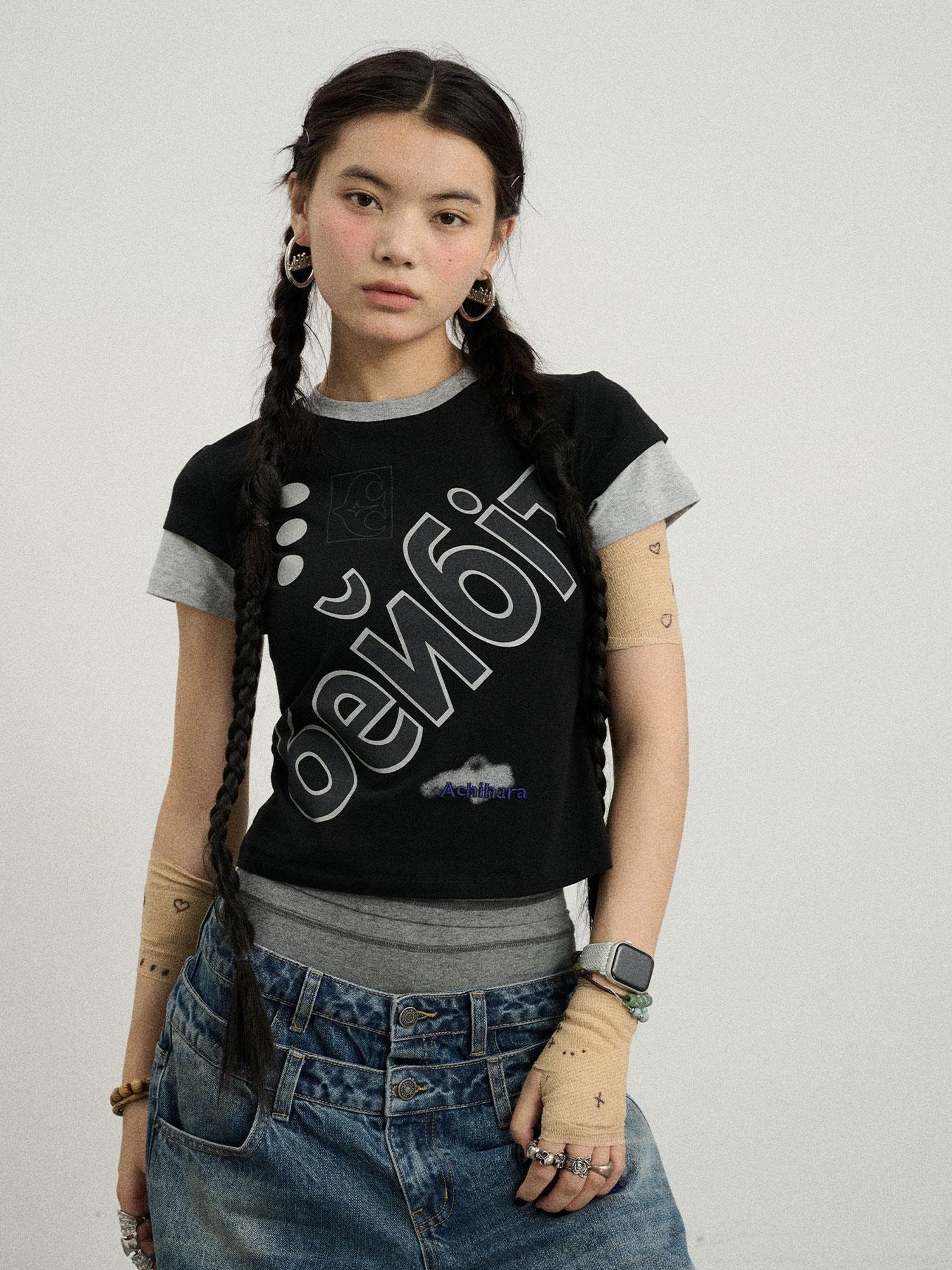 Achihara Gemini Cotton Tee With Kazakh Print