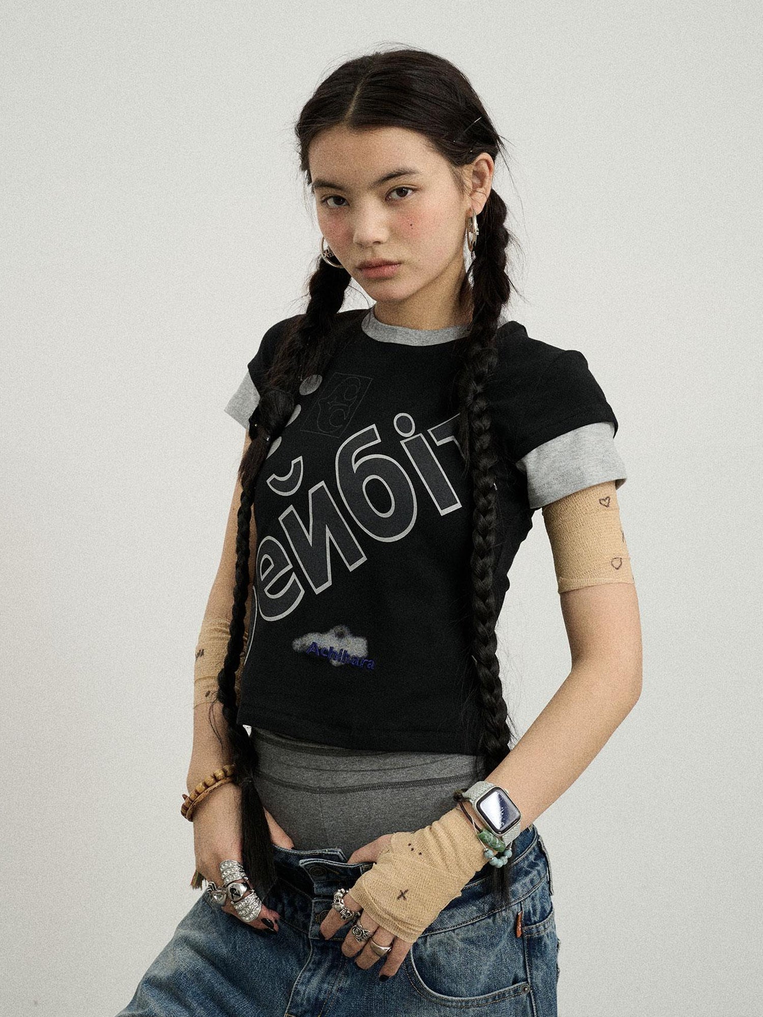 Achihara Gemini Cotton Tee With Kazakh Print