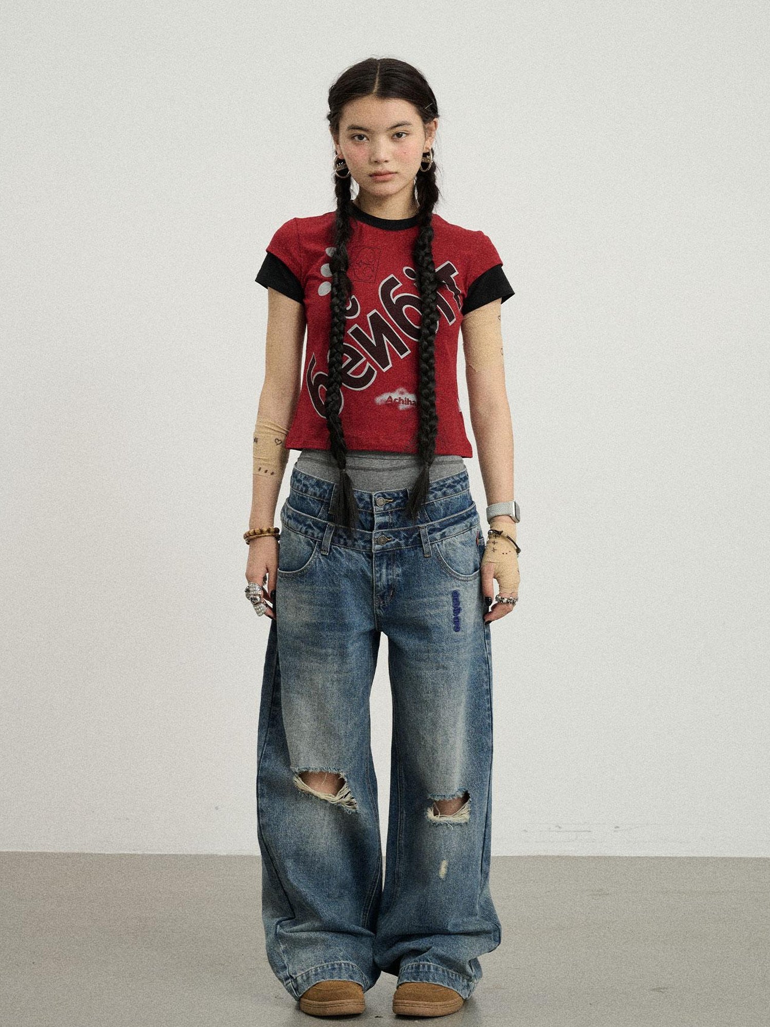 Achihara Gemini Cotton Tee With Kazakh Print