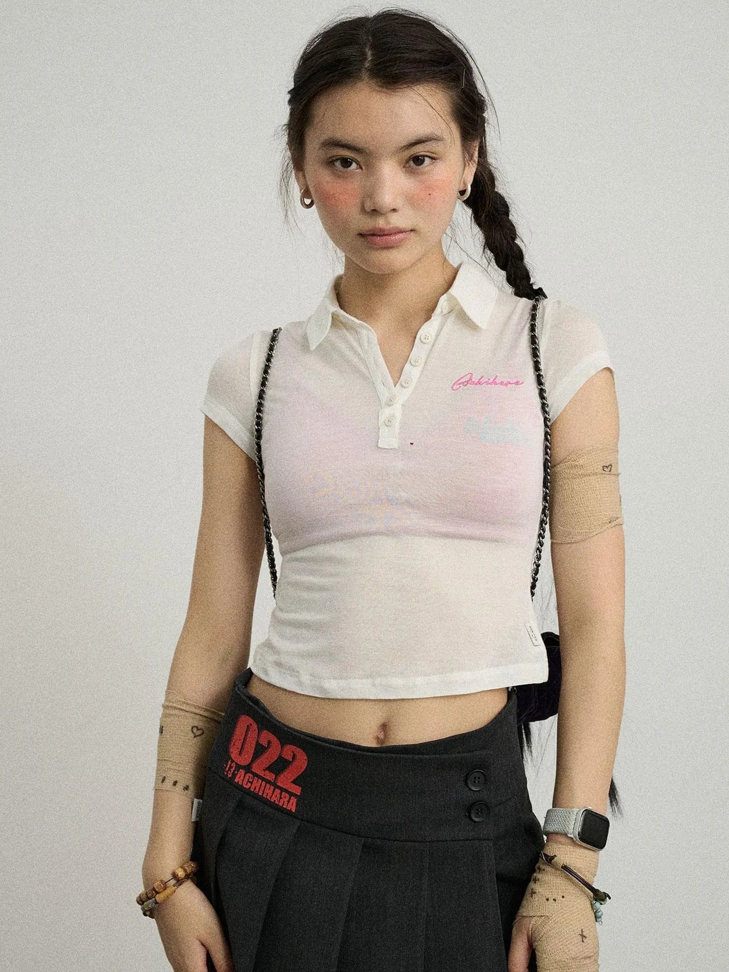 Glassine Polo Tee Slim Fit Breathable Short Sleeve Top