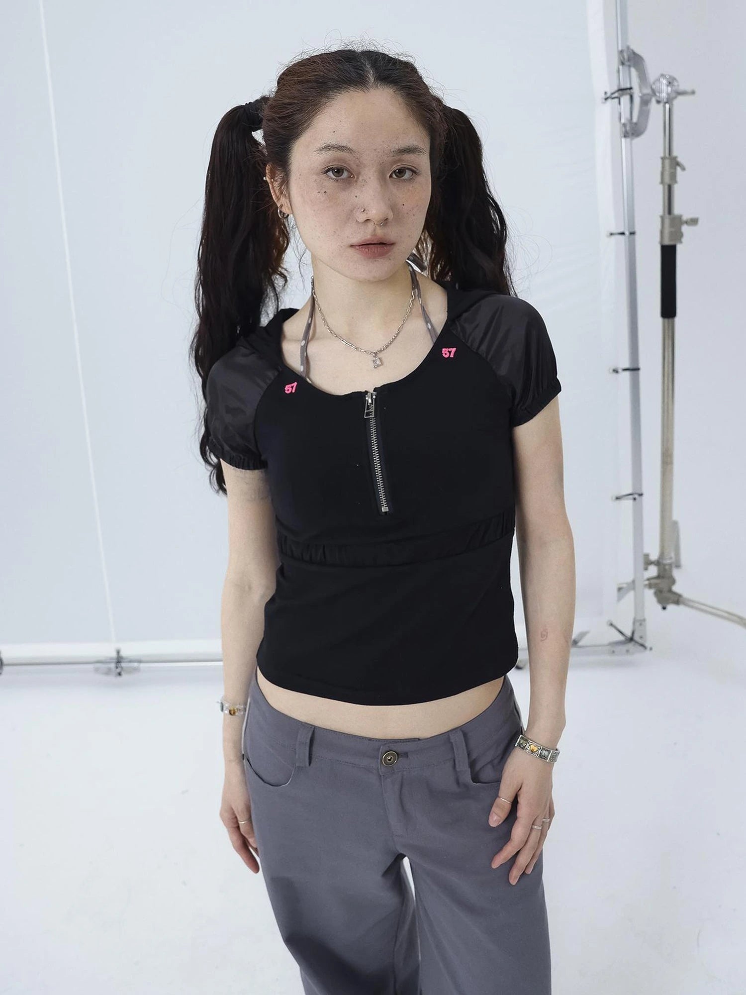 Gorpcore Y2K Zip Up Cropped Hoodie