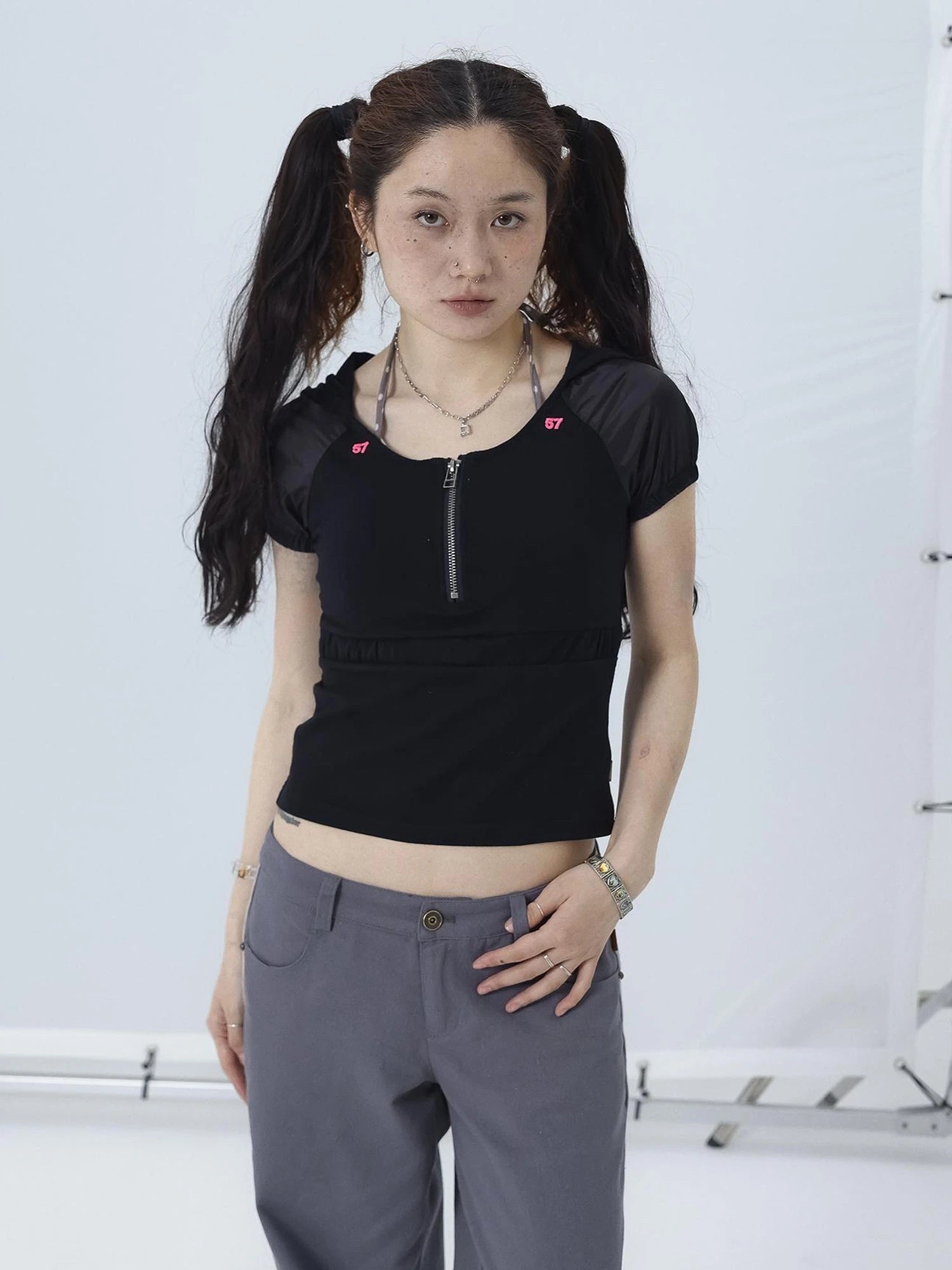 Gorpcore Y2K Zip Up Cropped Hoodie