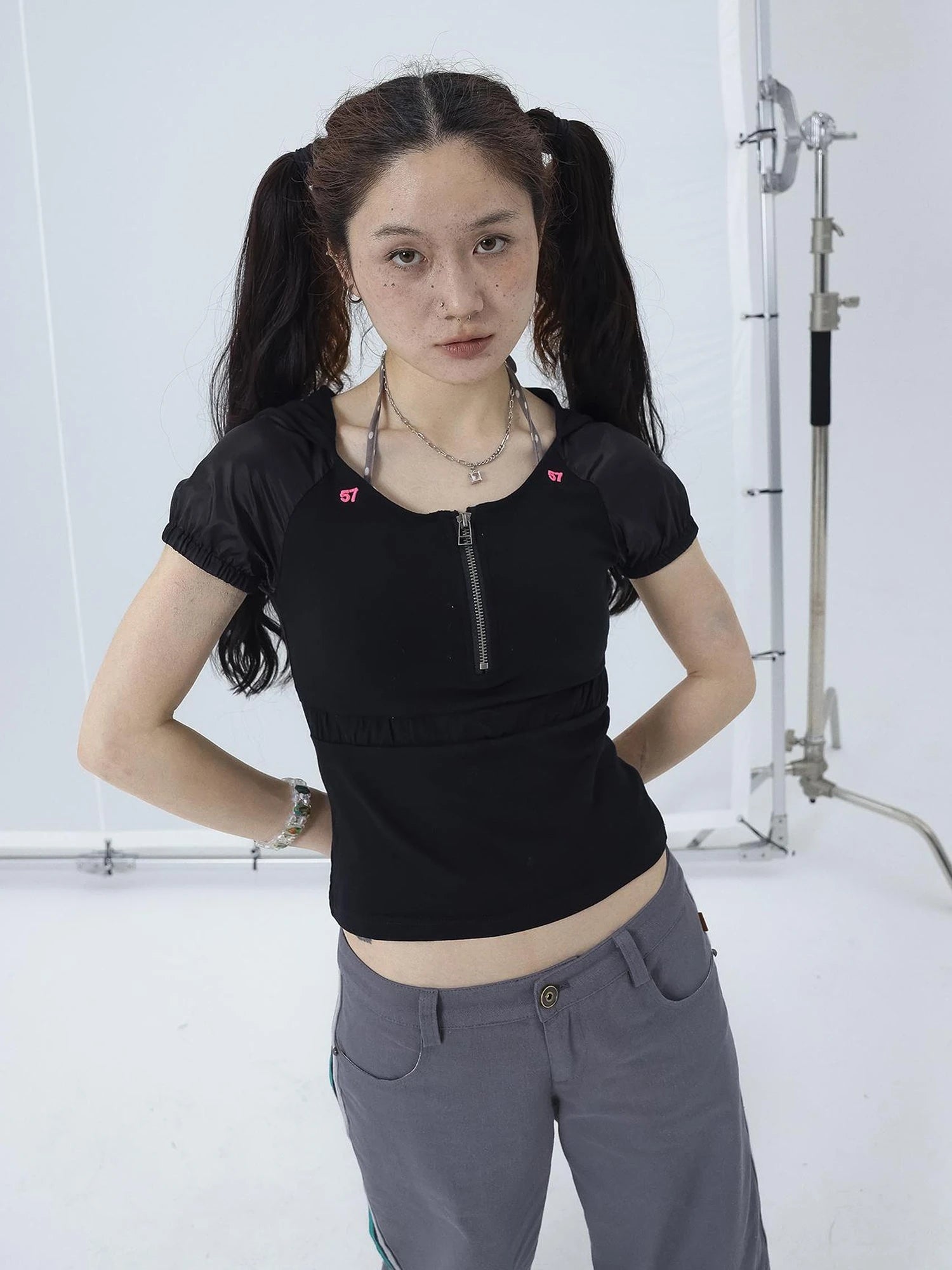 Gorpcore Y2K Zip Up Cropped Hoodie