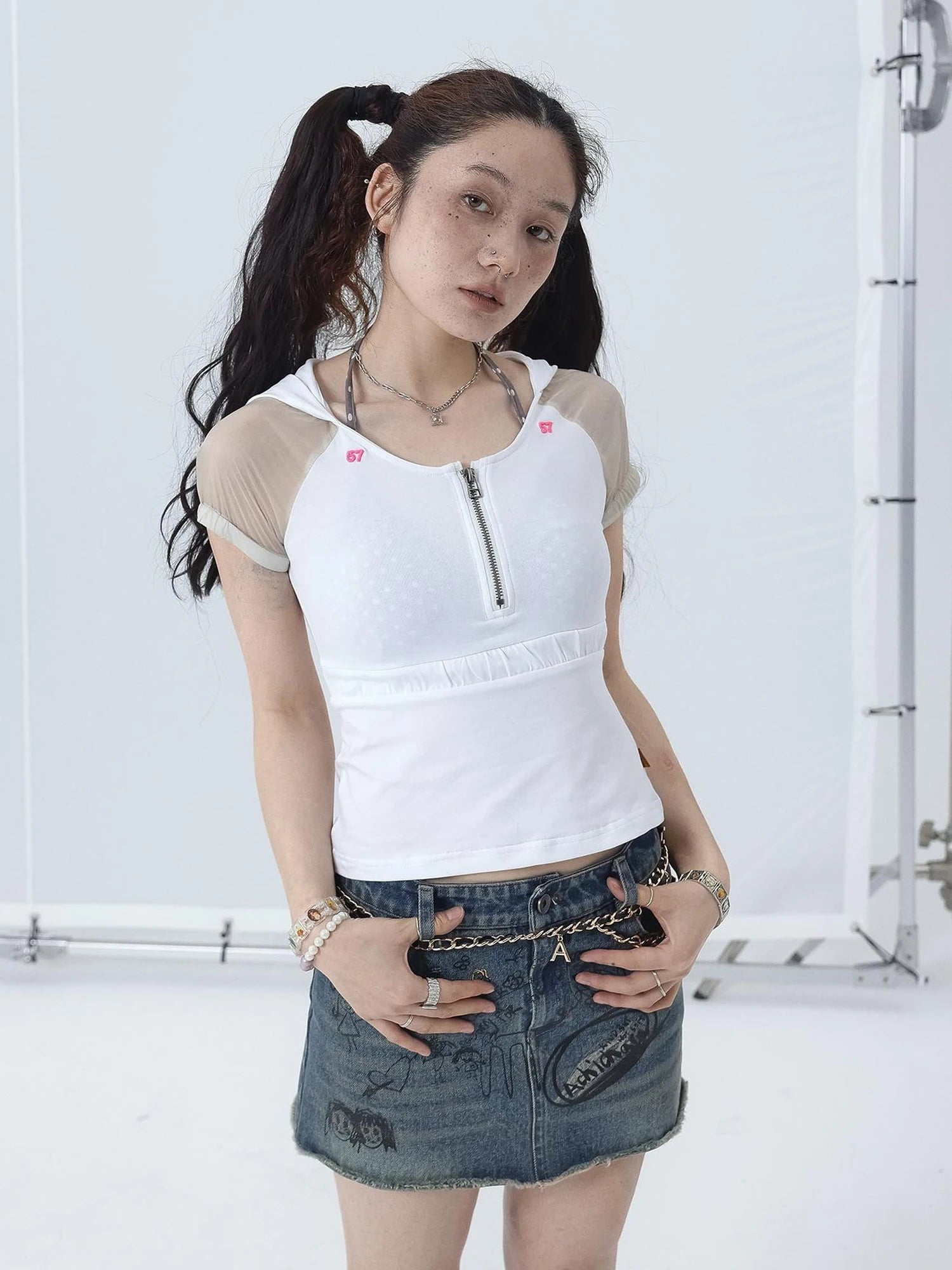 Gorpcore Y2K Zip Up Cropped Hoodie