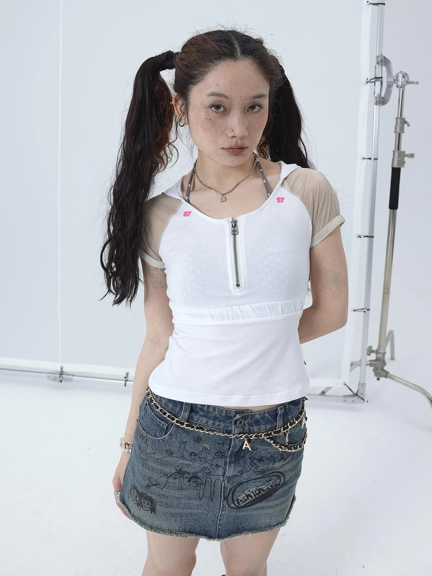 Gorpcore Y2K Zip Up Cropped Hoodie