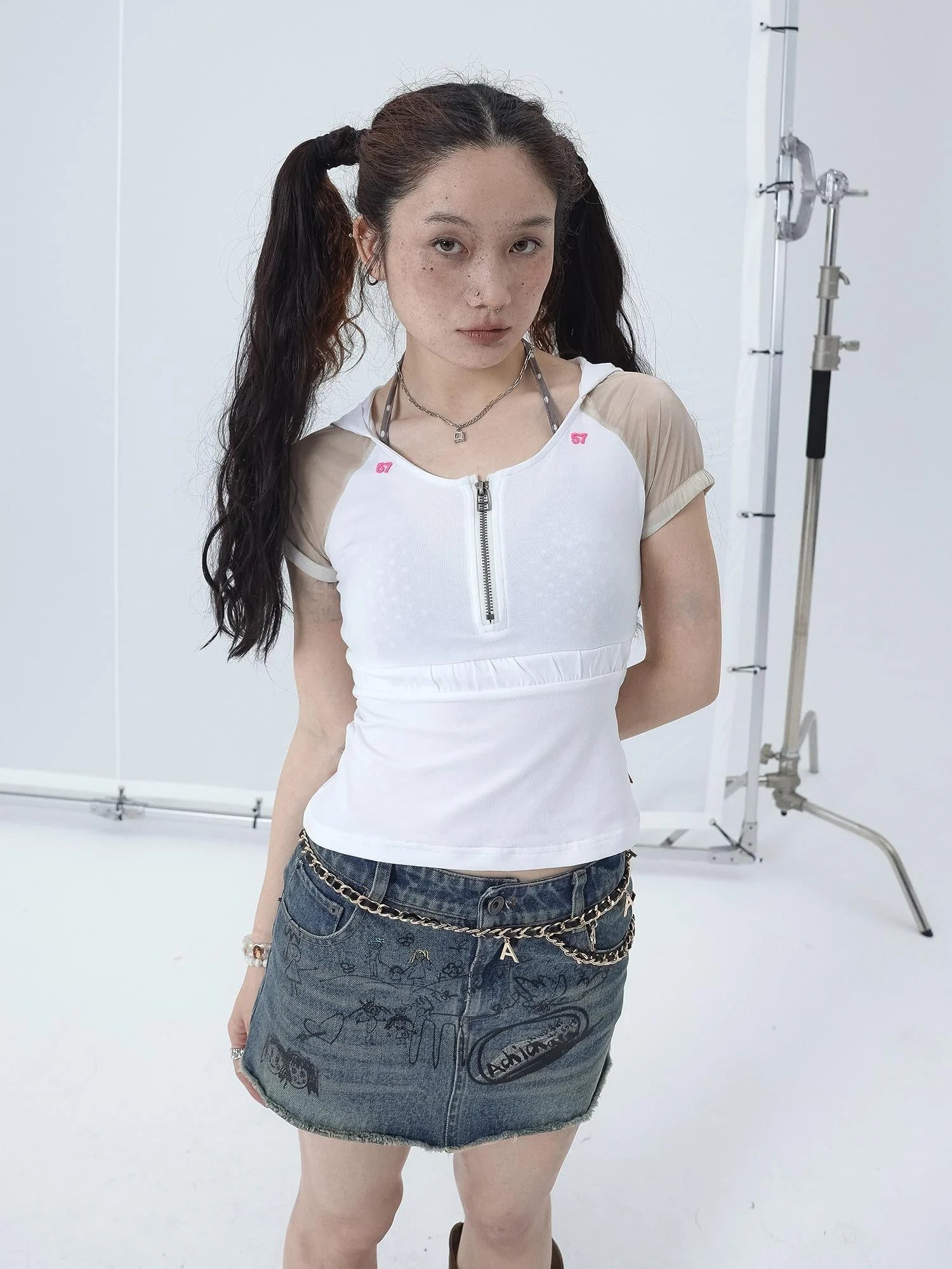 Gorpcore Y2K Zip Up Cropped Hoodie