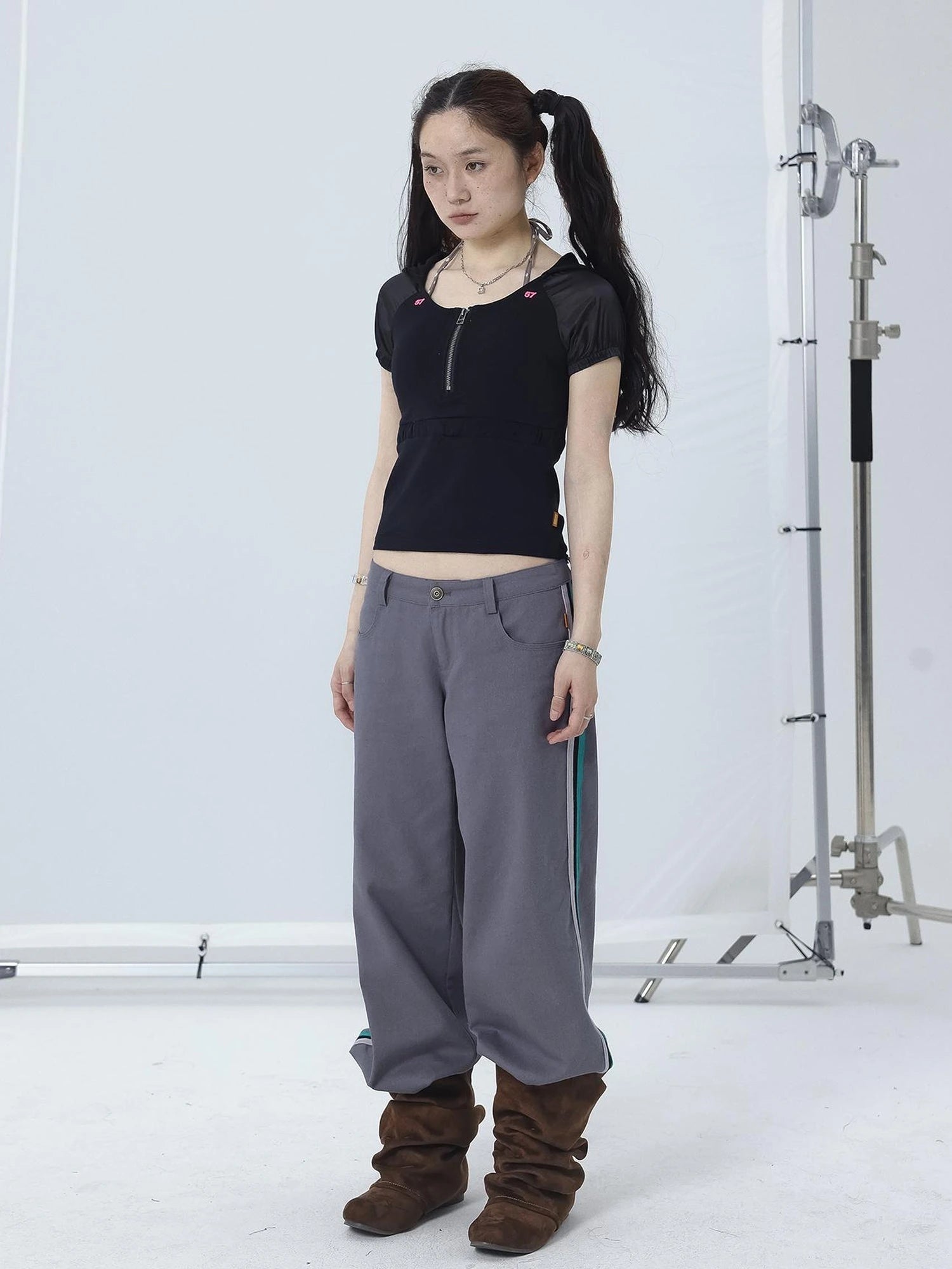 Gorpcore Y2K Zip Up Cropped Hoodie