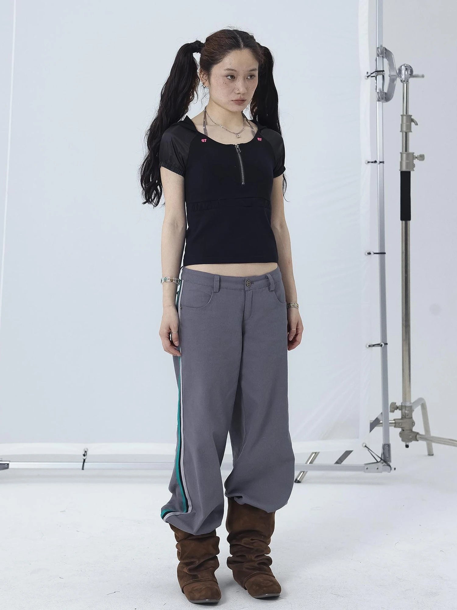 Gorpcore Y2K Zip Up Cropped Hoodie