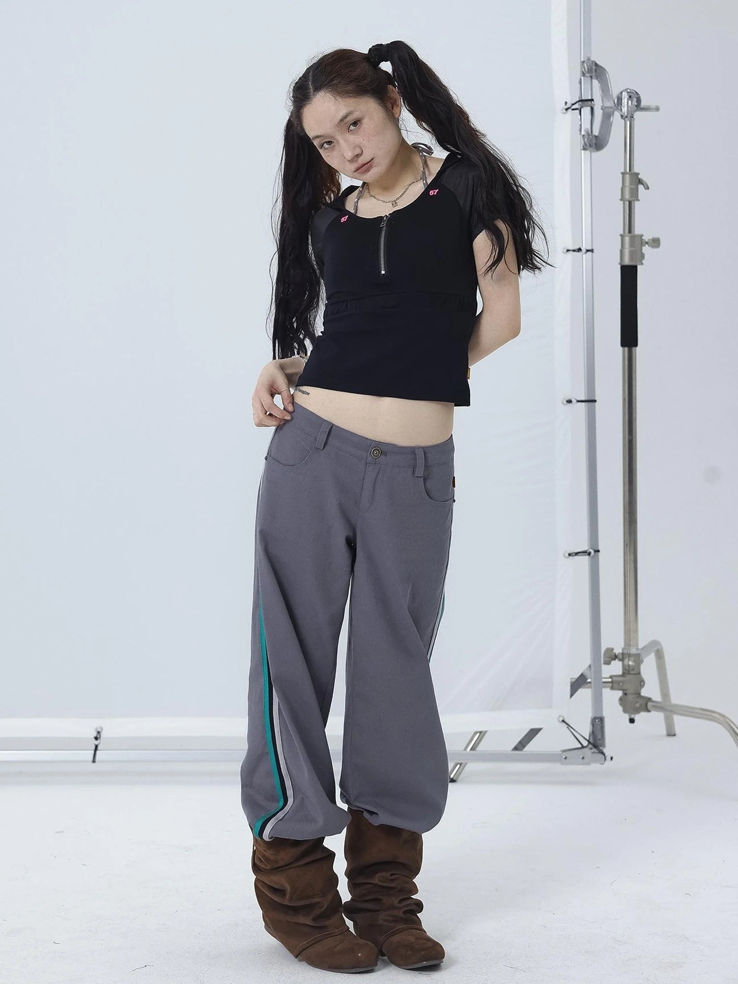 Gorpcore Y2K Zip Up Cropped Hoodie