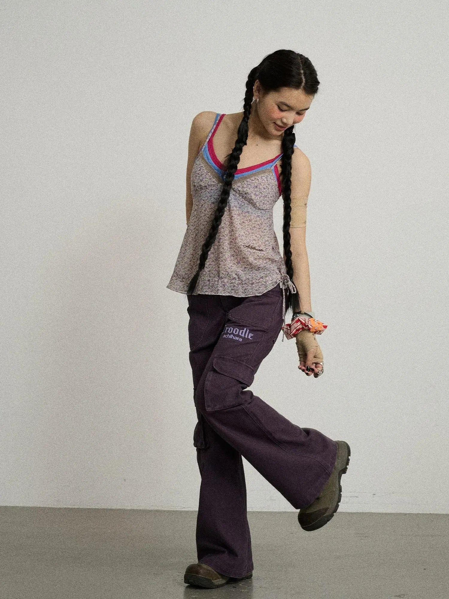 Gothic Pigeon Low Rise Flare Cargo Pants