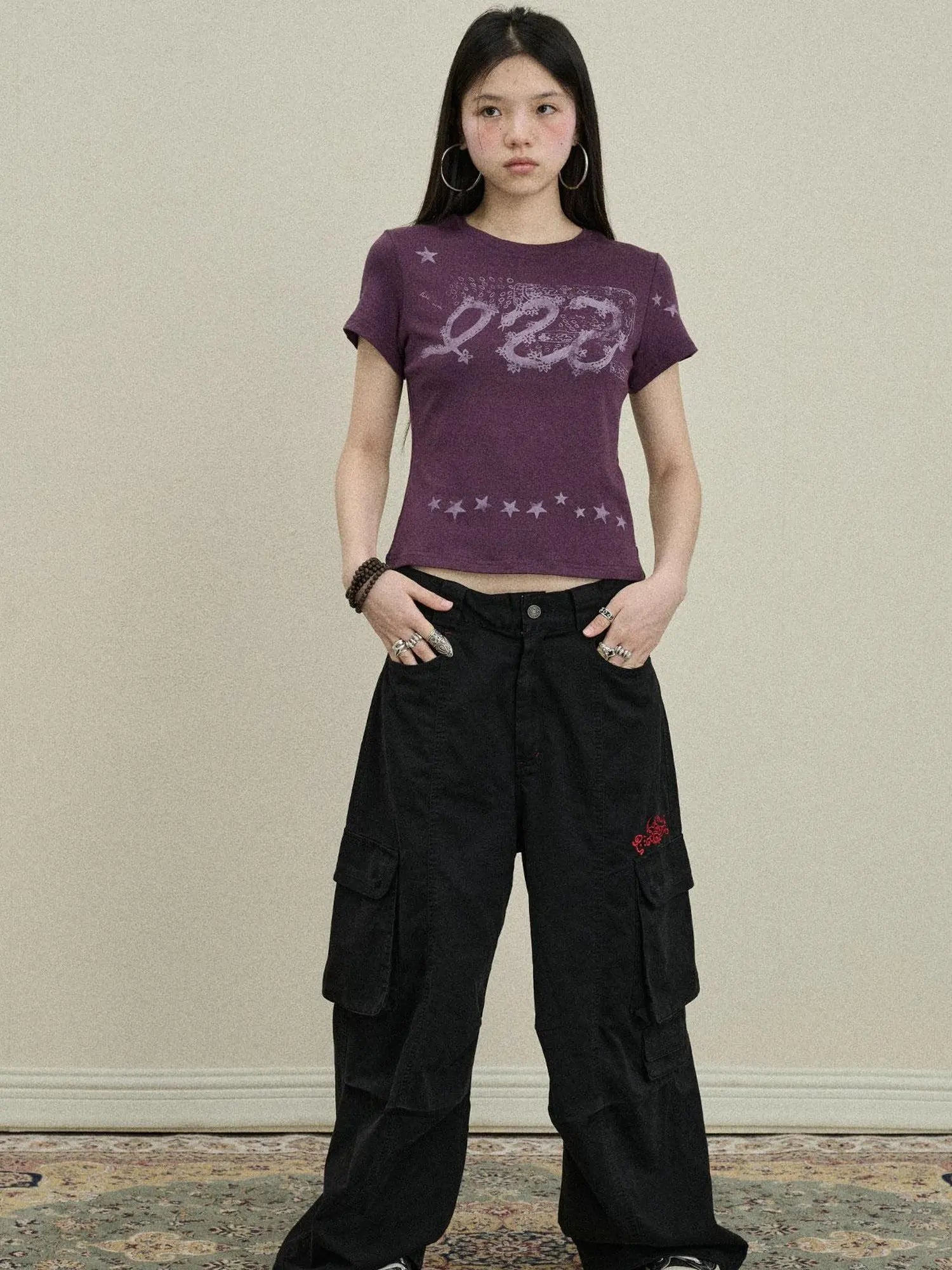 Gray Print Short Sleeve T-Shirt Unisex