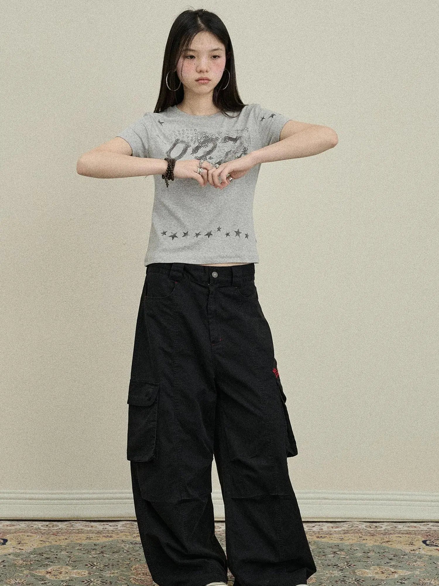 Gray Print Short Sleeve T-Shirt Unisex