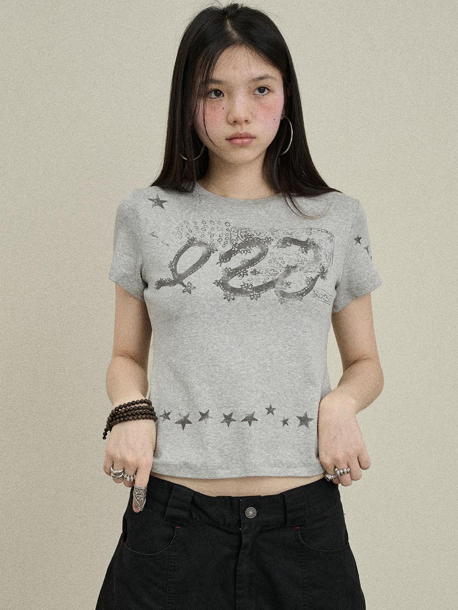 Update Achihara Gray Print Short Sleeve T-Shirt Unisex