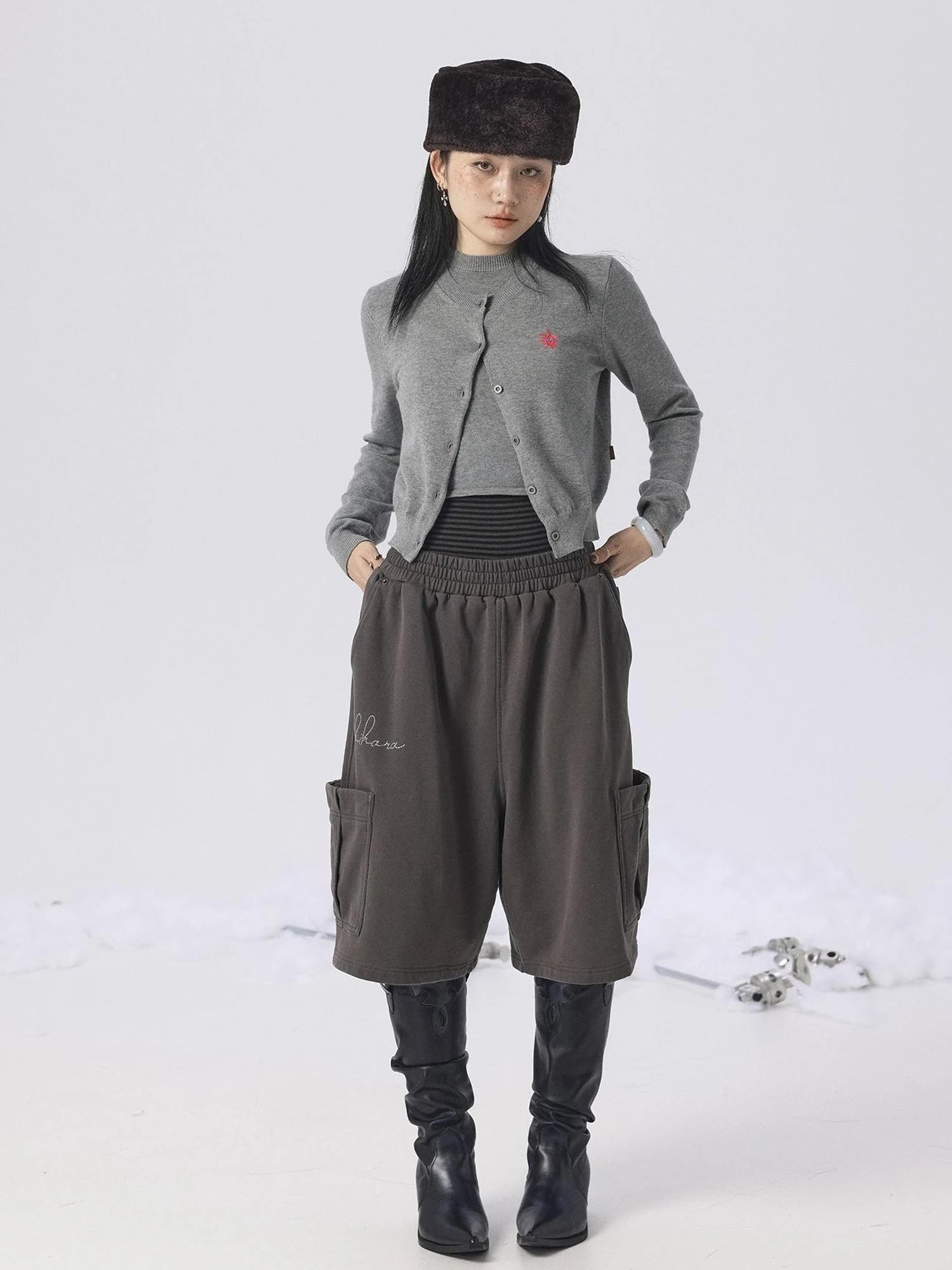 Grey Knit Vest & Cardigan Set