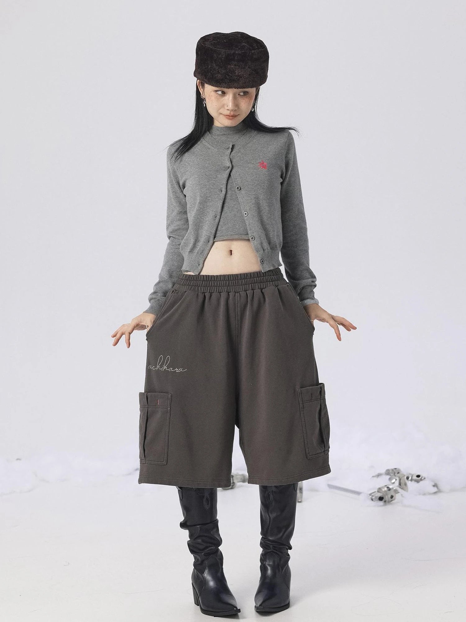 Grey Knit Vest & Cardigan Set