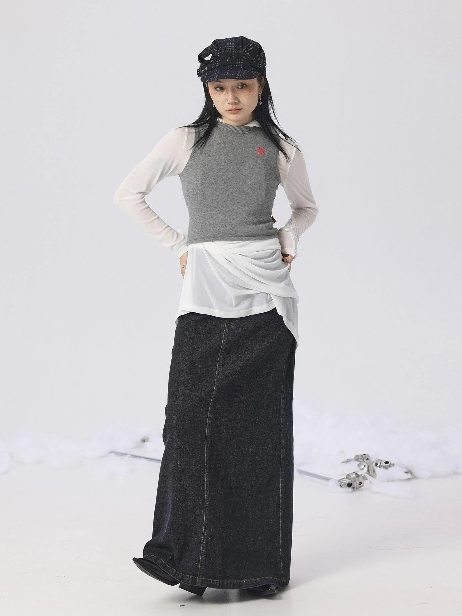 Grey Knit Vest & Cardigan Set