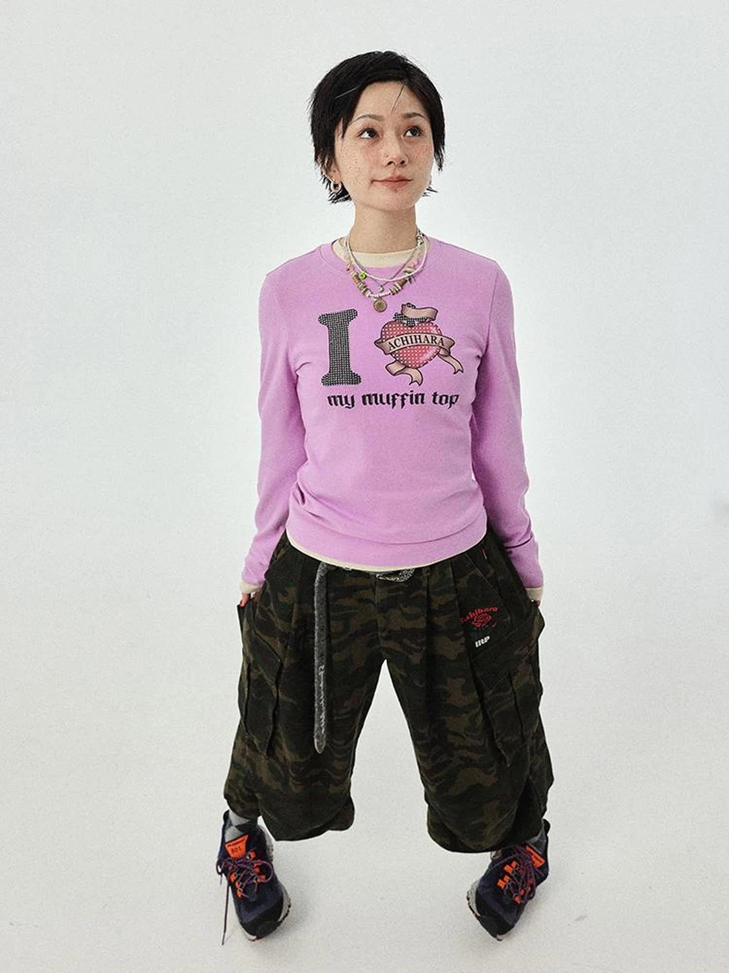 I Love My Muffin Top T-Shirt With 3D Heart Print